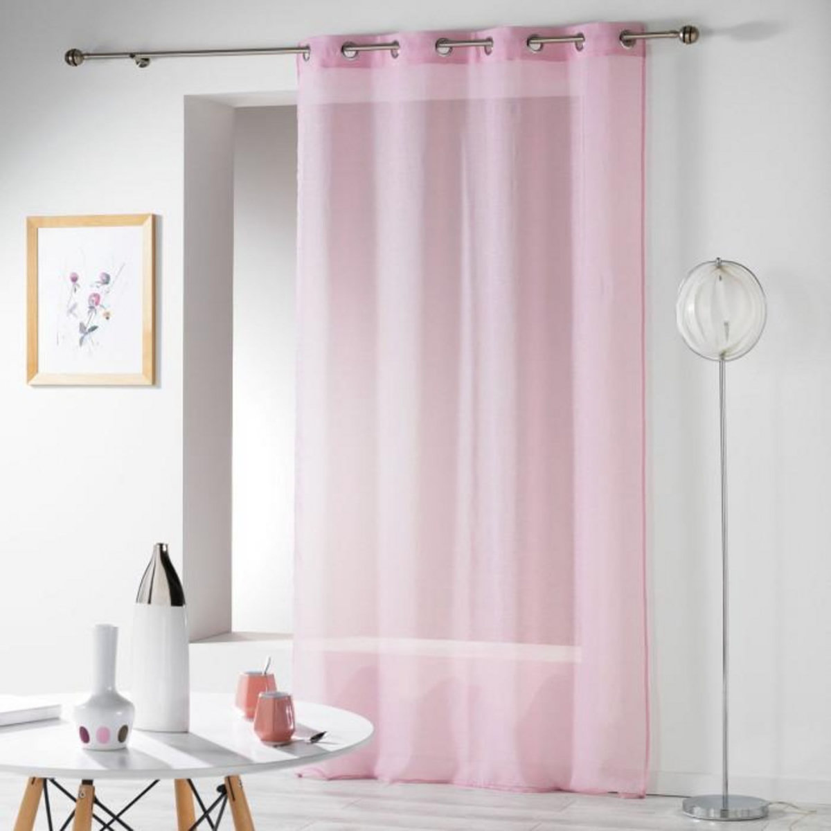 Paris Prix Rideau Voilage  Telma  140x280cm Rose