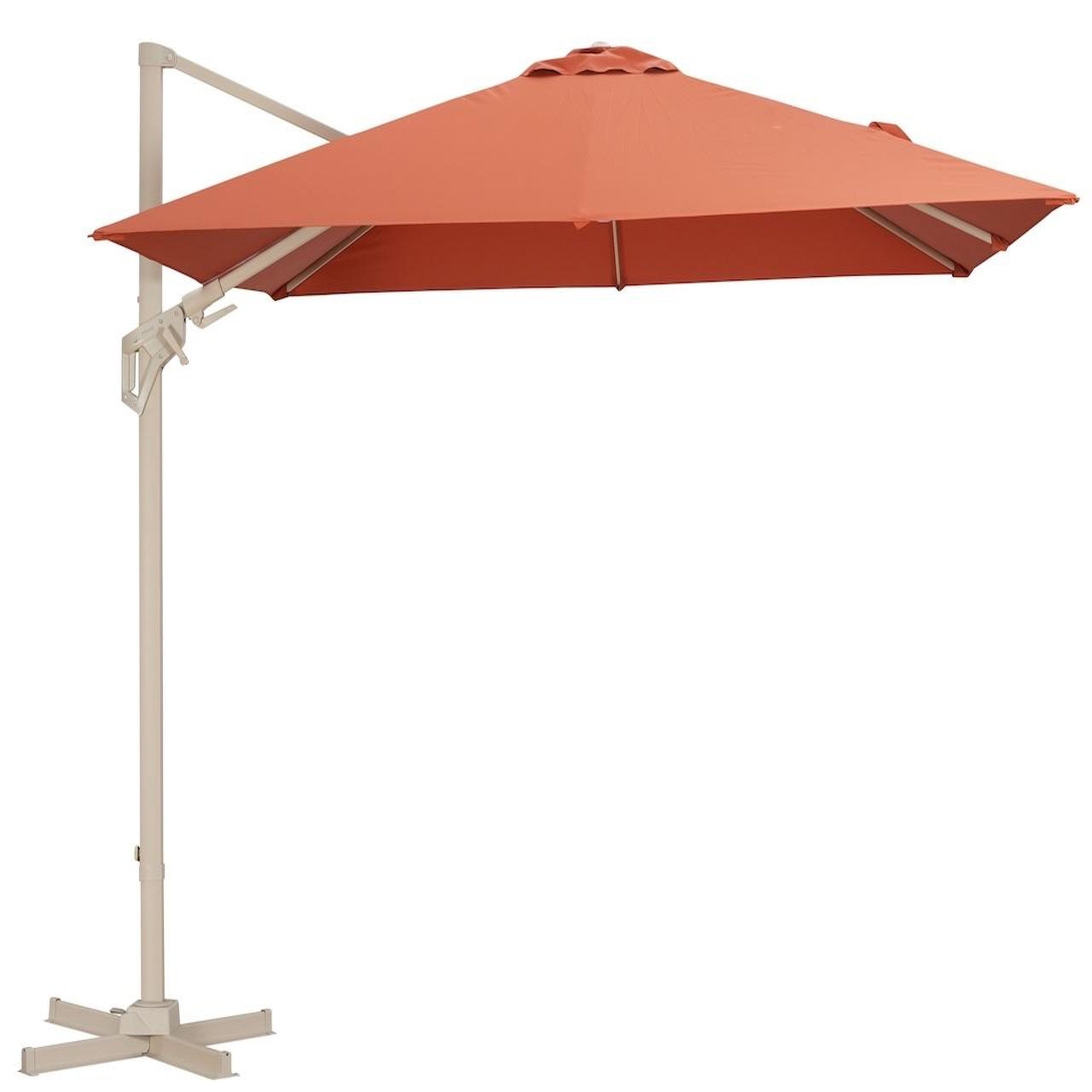 Proloisirs Parasol déporté en aluminium inclinable et orientable - NH 3 x 3 m - Coloris crème et sienne