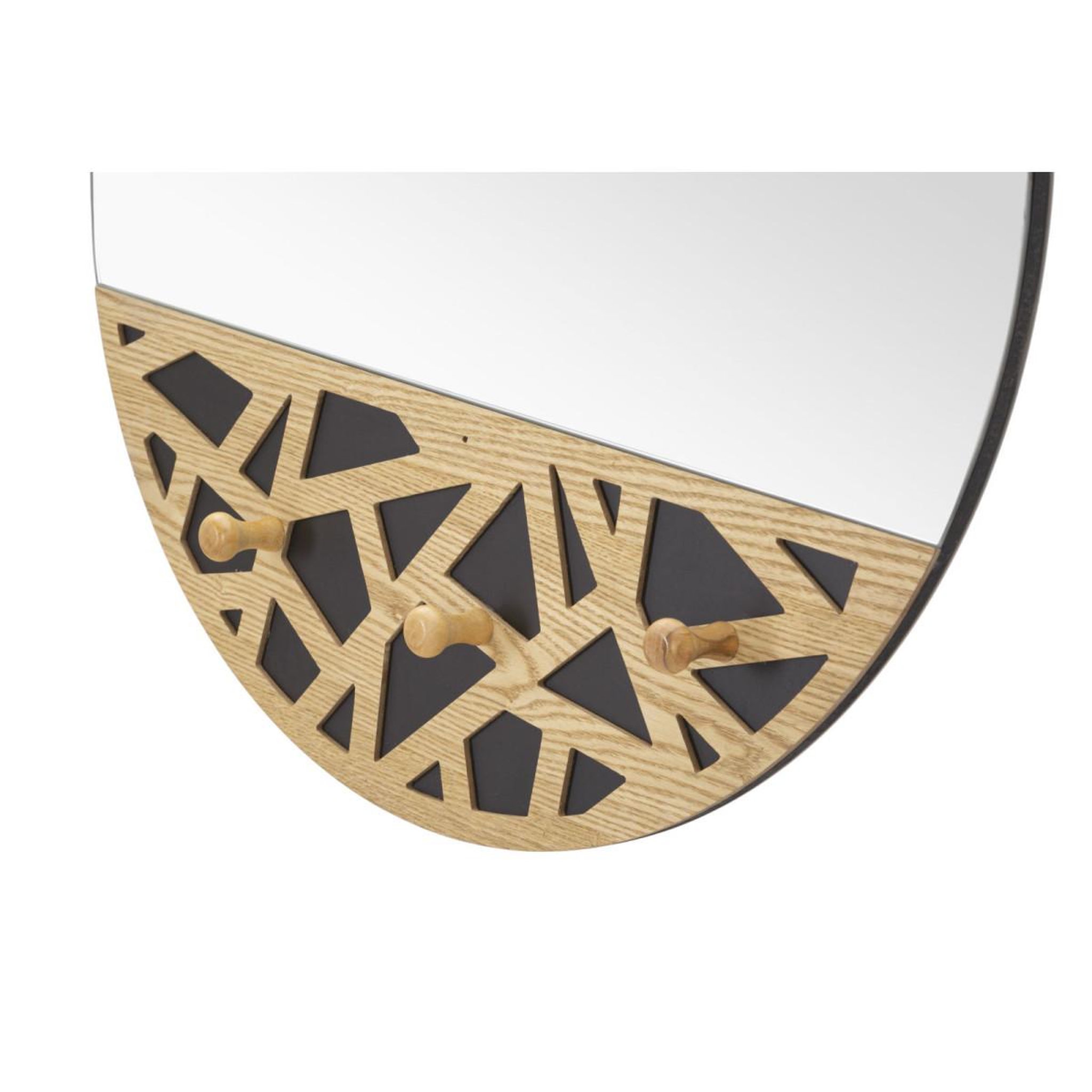 Voir la diapositive 2 : Paris Prix Miroir mural avec 3 crochets  triangle  90cm naturel & noir