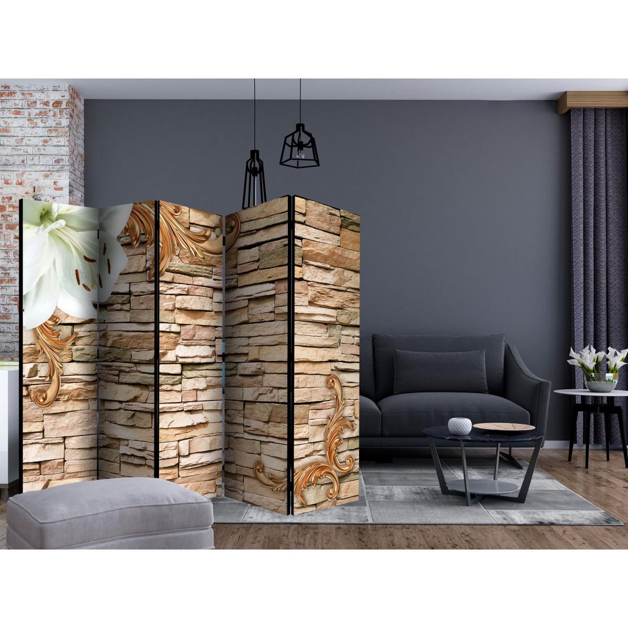 Voir la diapositive 2 : Paris Prix Paravent 5 volets  royal chic  172x225cm