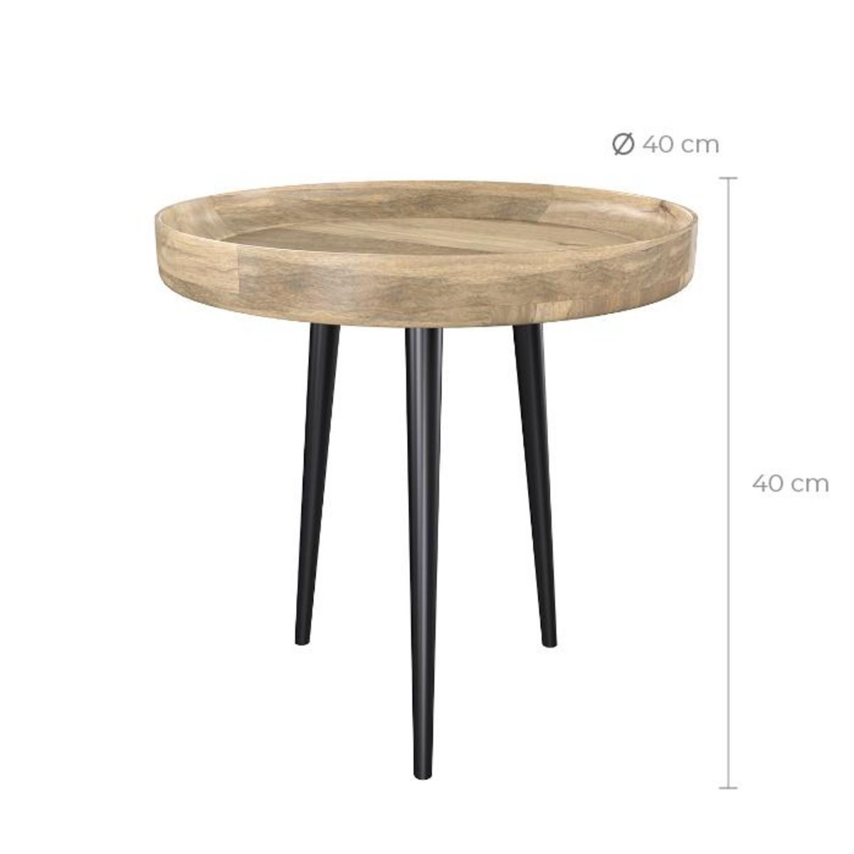 Rendez vous déco Table d'appoint ronde en bois de manguier foncé D40 cm - Palak