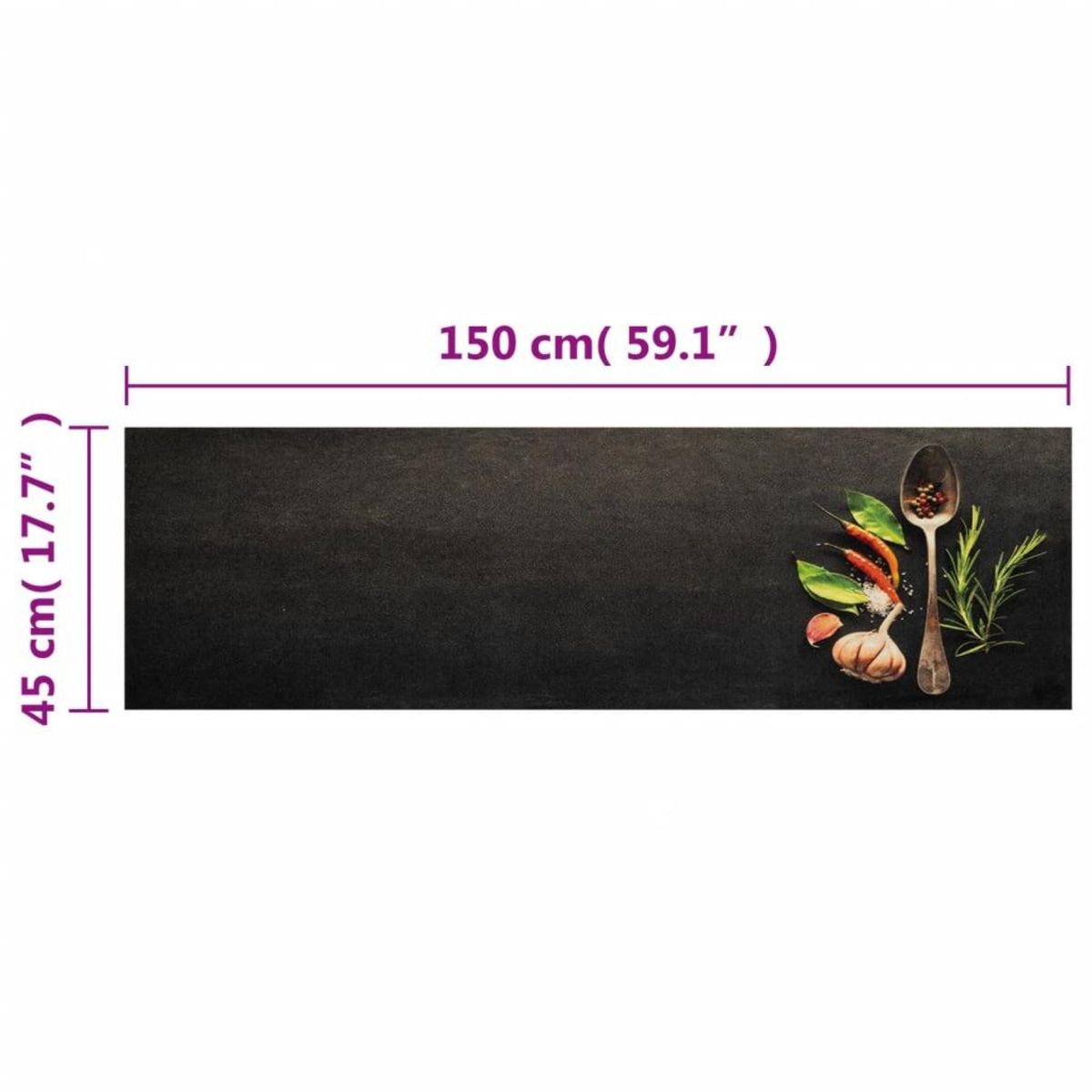 VIDAXL Tapis de cuisine lavable impression d'epices 45x150 cm velours