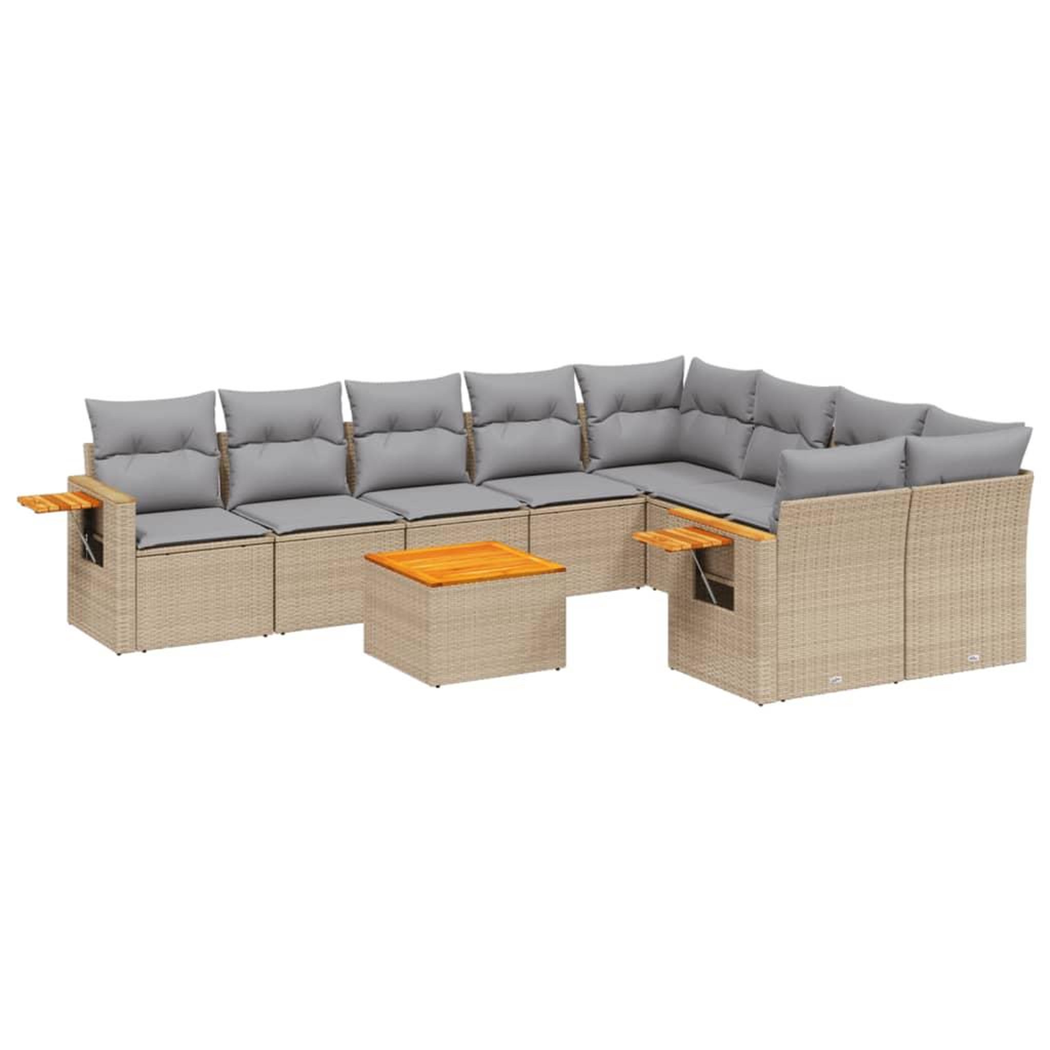 Voir la diapositive 2 : VIDAXL Salon de jardin avec coussins 10 pcs beige resine tressee