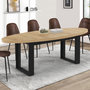 Voir la diapositive 2 : ID MARKET Table à manger PHOENIX 8 personnes ovale 200 cm bois et noir