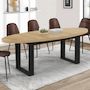 Voir la diapositive 2 : ID MARKET Table à manger PHOENIX 8 personnes ovale 200 cm bois et noir