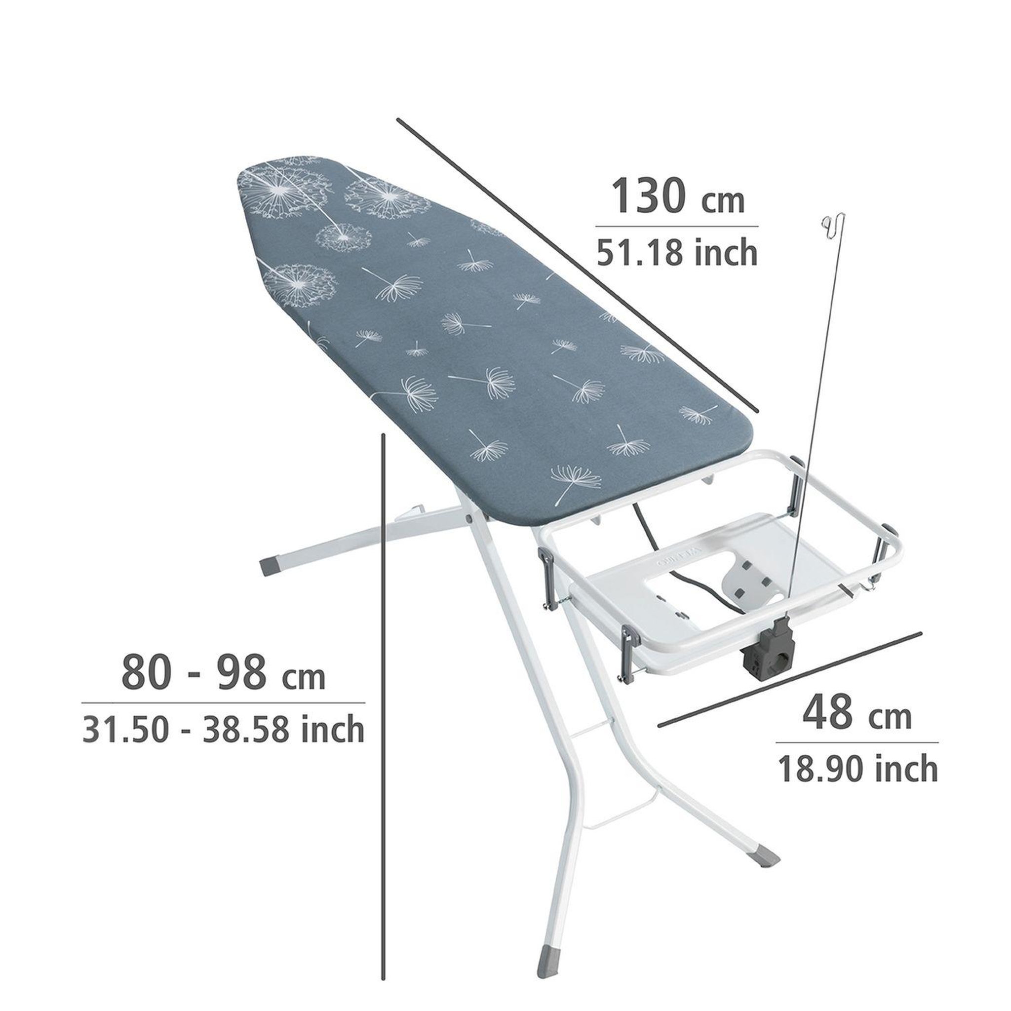 Voir la diapositive 2 : Wenko Table de repassage professional pour centrale vapeur - hauteur réglable - bleu et blanc