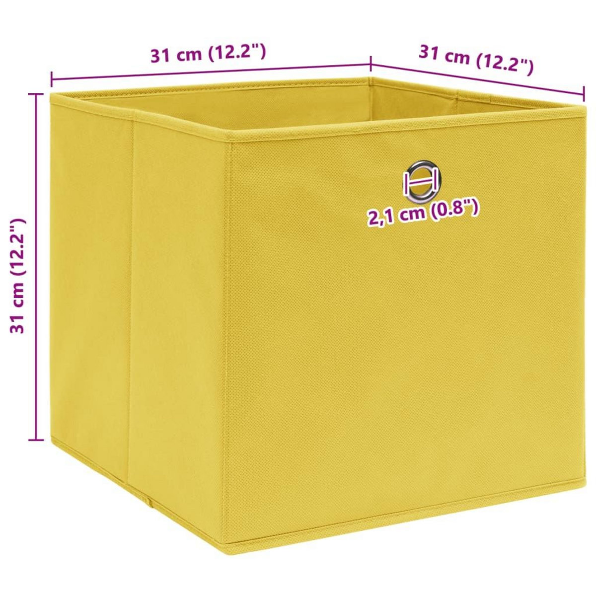VIDAXL Boîtes de rangement 4 pcs Jaune 32x32x32 cm Tissu