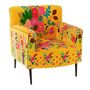 Voir la diapositive 1 : Paris Prix Fauteuil en Velours Brodé  Fleurs  84cm Jaune