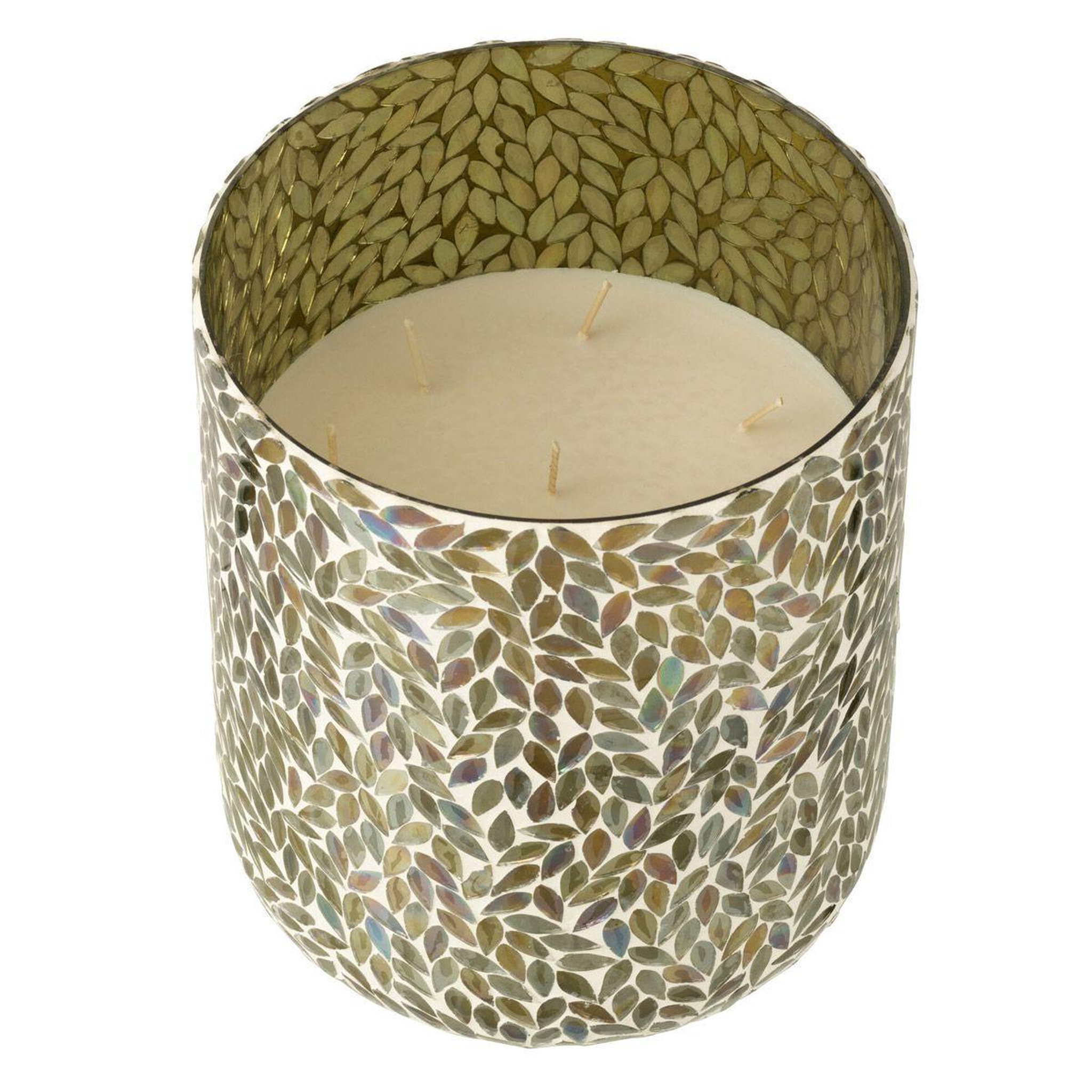 J-LINE Bougie parfumée mosaïque  cyra  25cm tea & herbscire