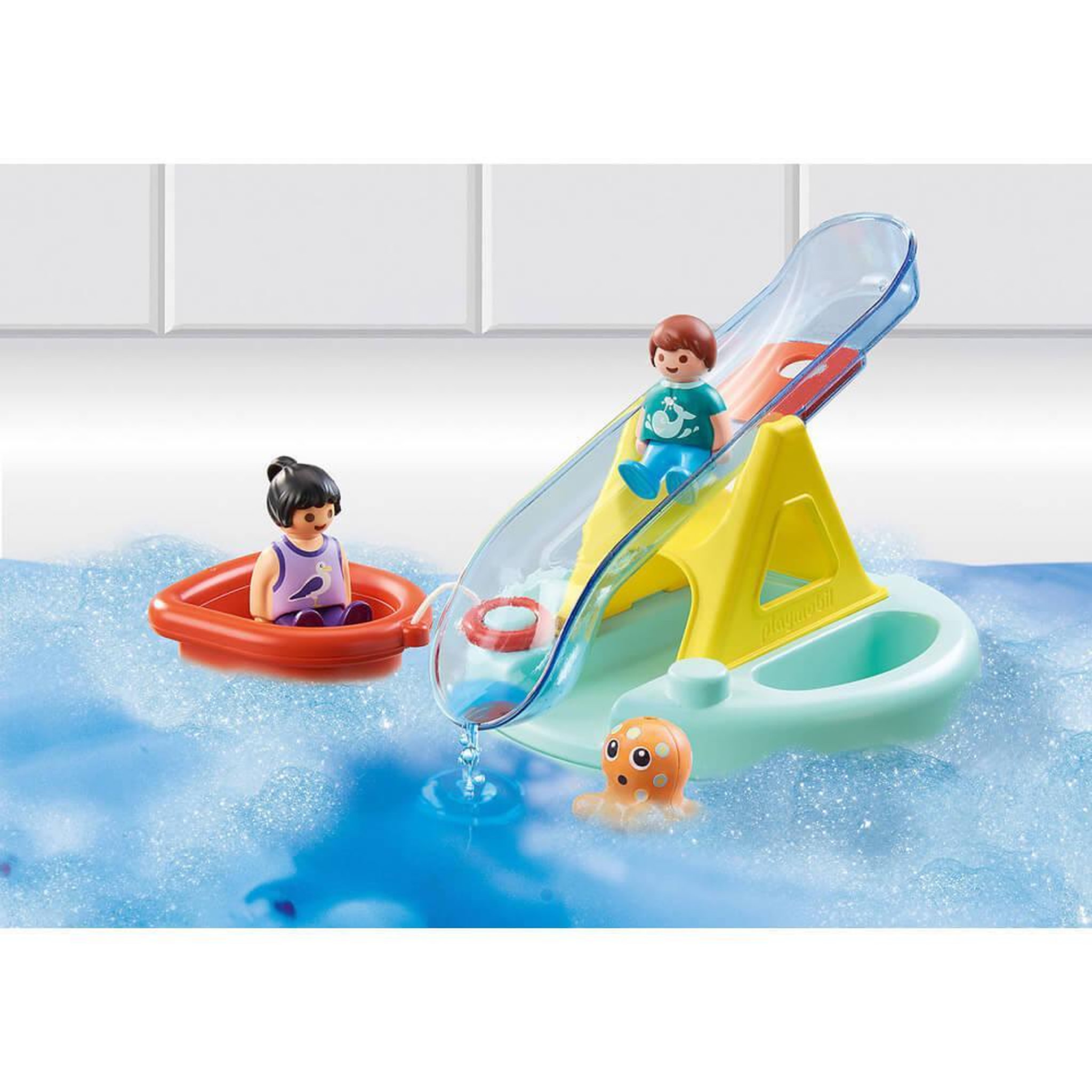 Voir la diapositive 4 : PLAYMOBIL Playmobil 70635 1.2.3 Aqua : Ilôt avec  toboggan aquatique