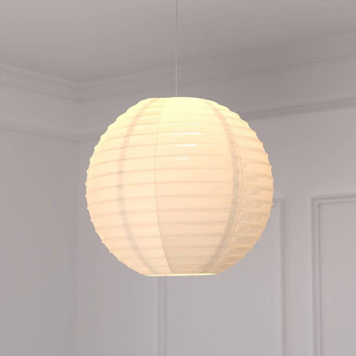 TOILINUX Lot de 2 lanternes boule en papier - Diam. 60 cm. - Blanc