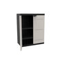 Voir la diapositive 1 : PLASTIKEN TITANIUM PLASTIKEN Armoire basse 2 portes avec etageres l70 x p44 x h88 cm Beige et Noire Gamme TITANIUM Interieur/Exterieur