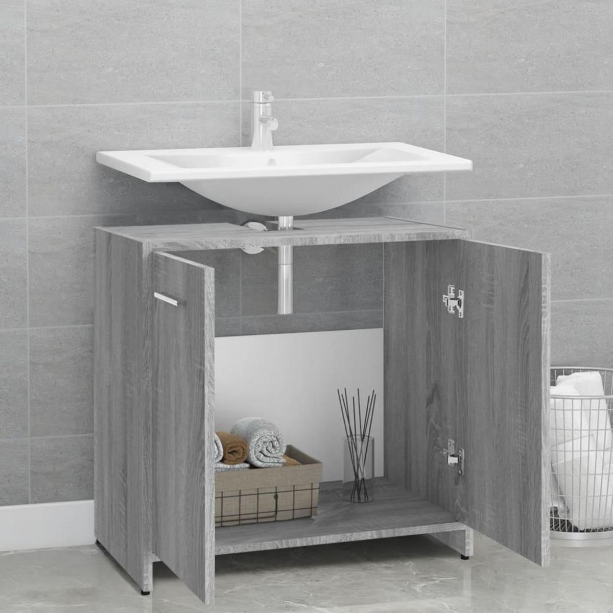 VIDAXL Armoire de bain Sonoma gris 60x33x60 cm Bois d'ingenierie