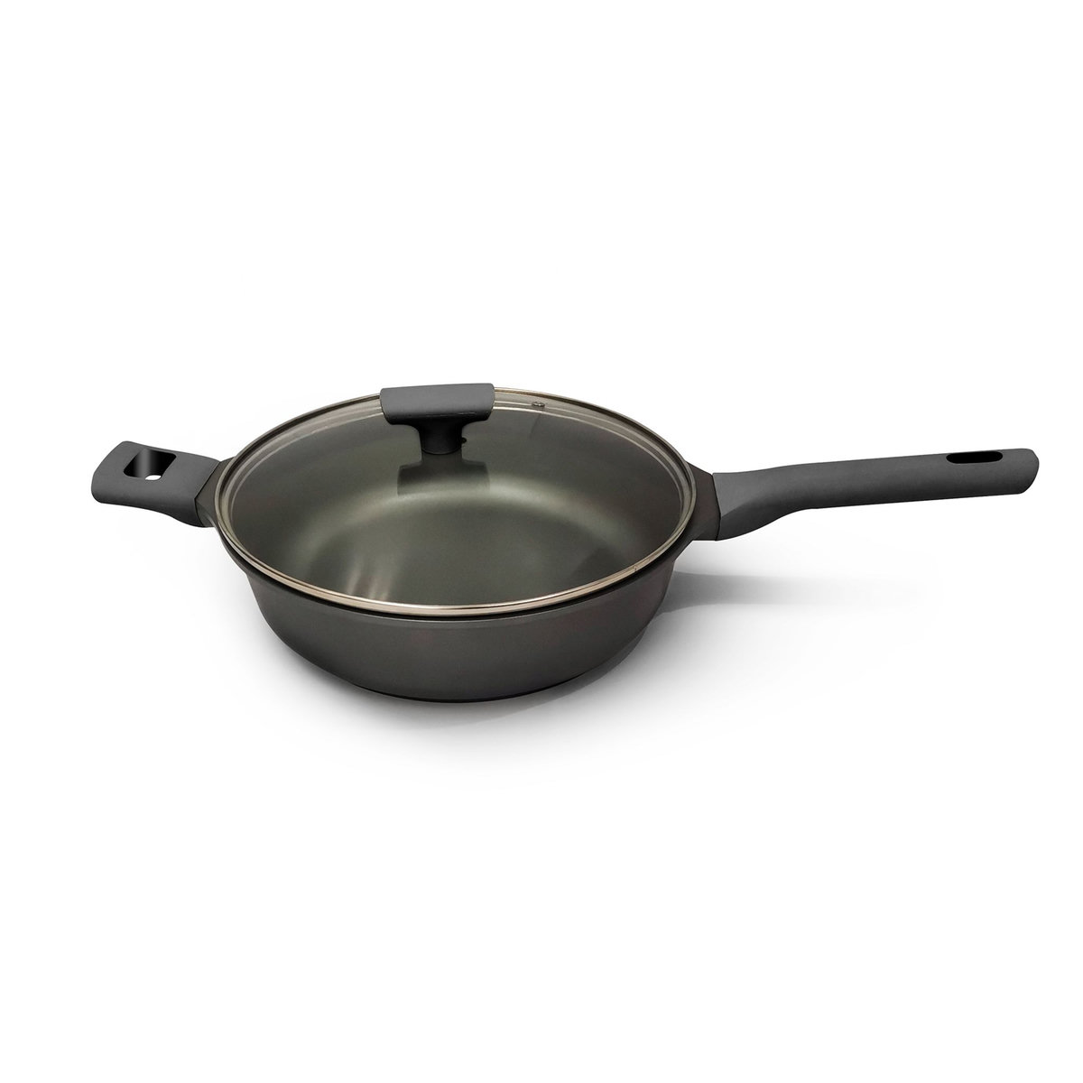 Sauteuse induction fonte aluminium + couvercle verre 24 cm 