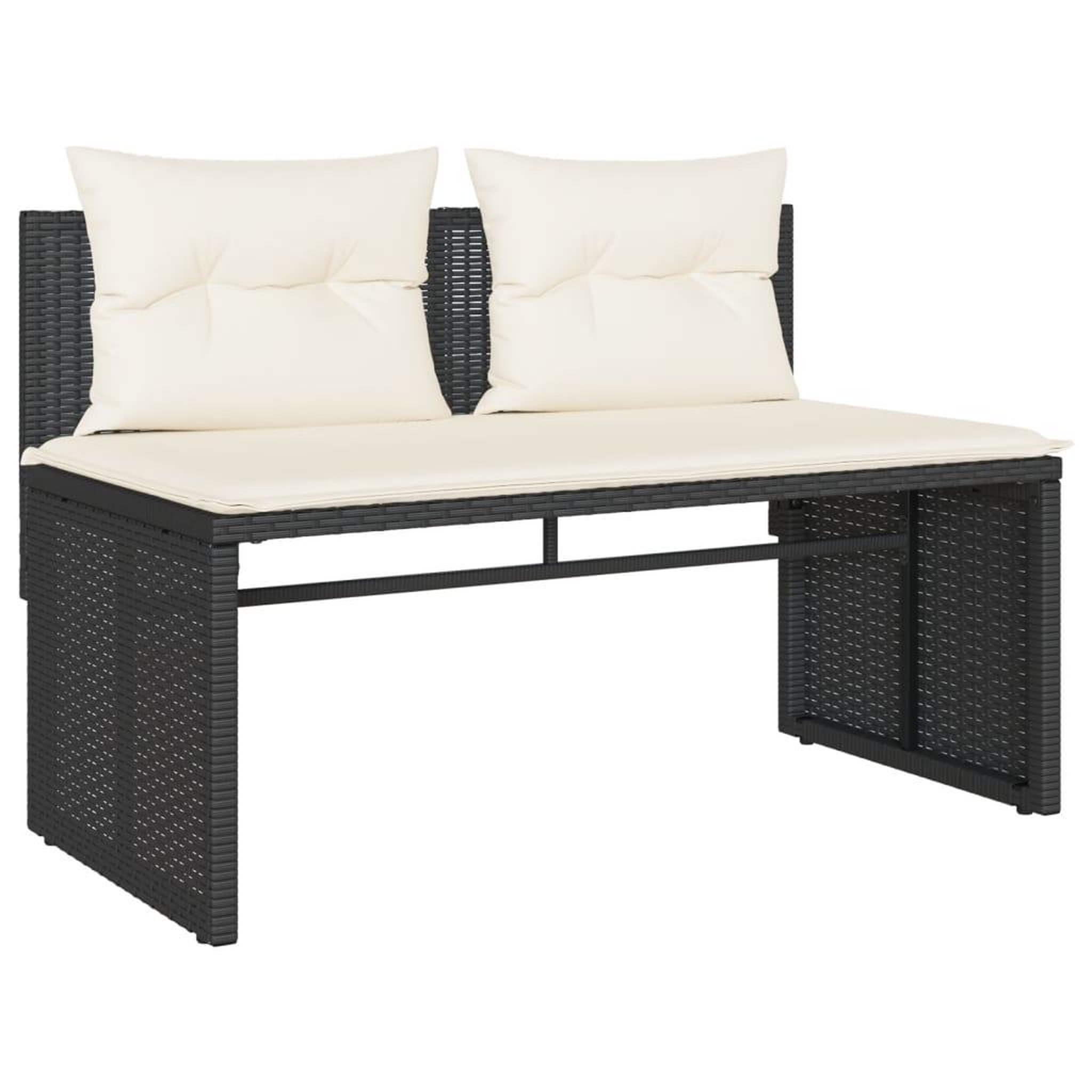 Voir la diapositive 4 : VIDAXL Salon de jardin 4 pcs avec coussins noir resine tressee