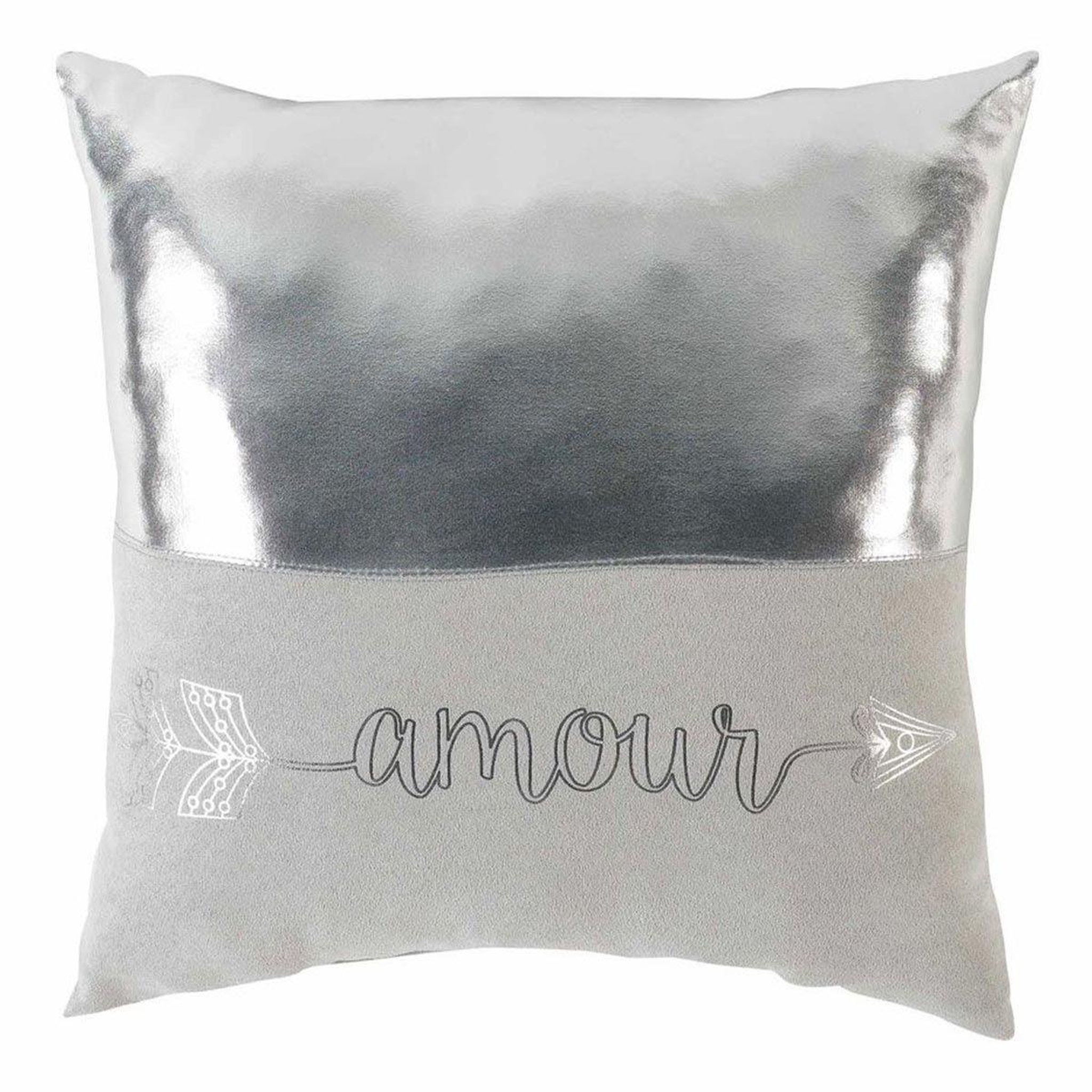 Douceur d'Intérieur Coussin déco  amour  40x40cm argent