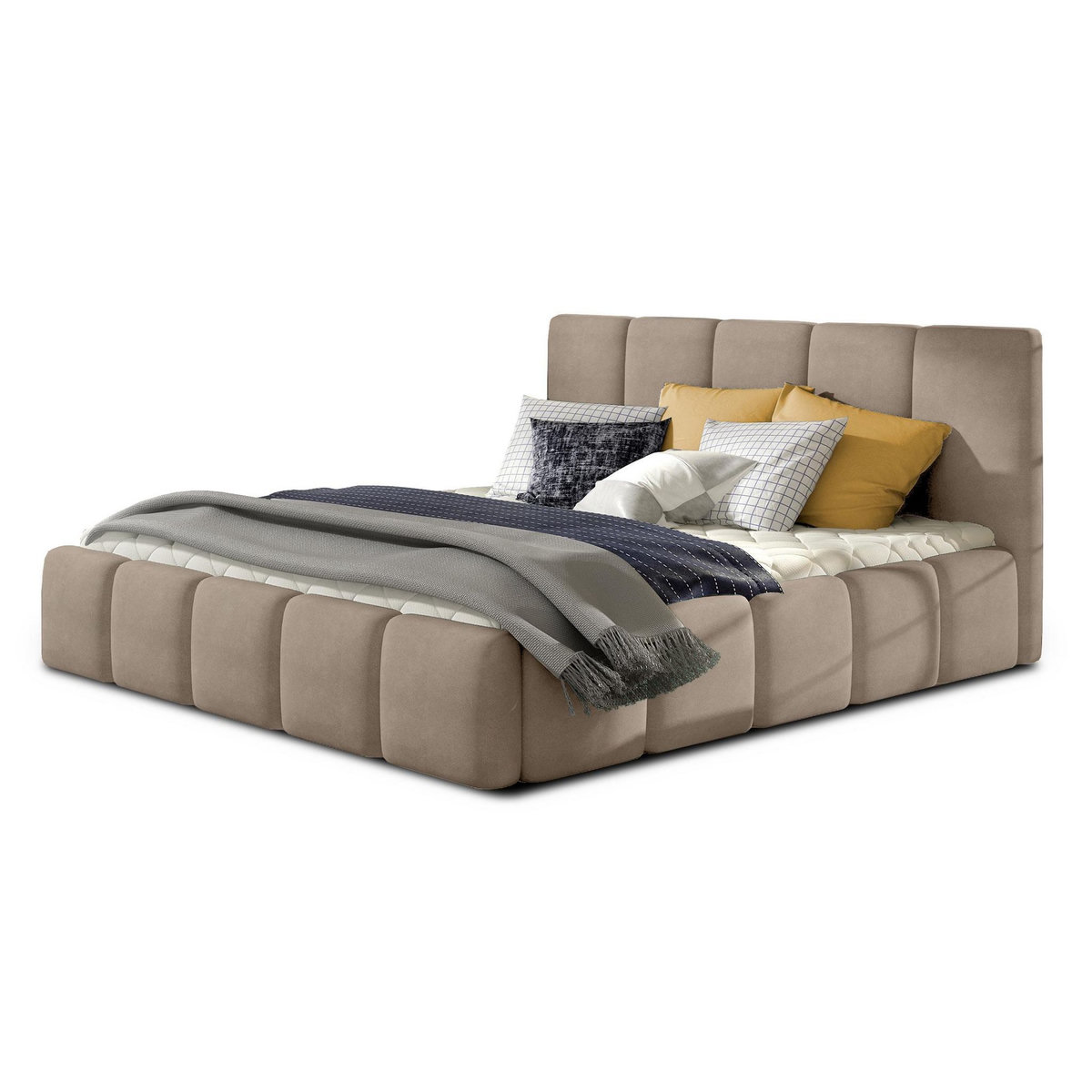 BEST MOBILIER Lucea - lit coffre - 180x200 - sommier inclus - en velours