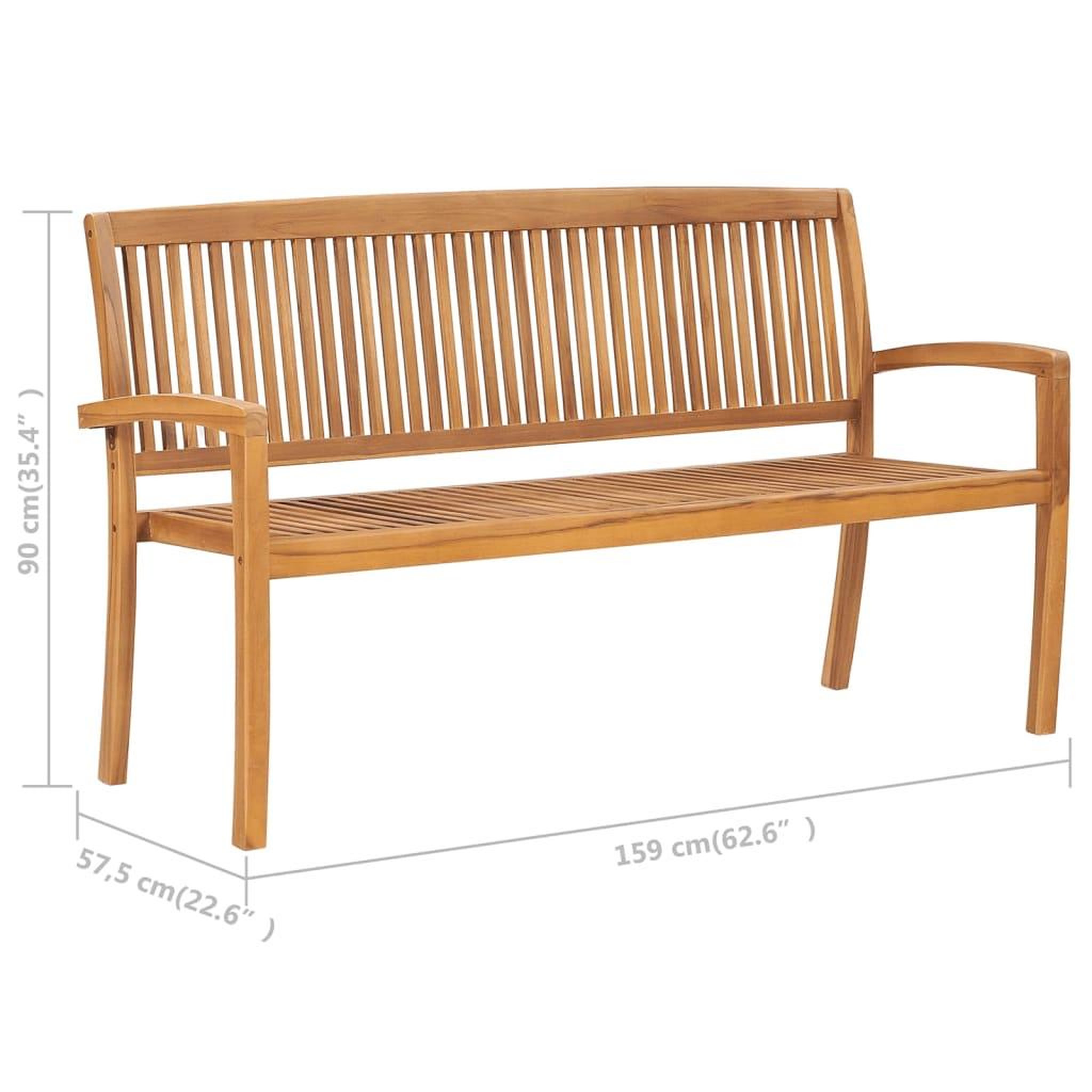 Voir la diapositive 6 : VIDAXL Banc de jardin empilable et coussin 159 cm Bois de teck massif