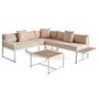 Voir la diapositive 2 : BEST MOBILIER Anoha – salon de jardin d'angle en acier blanc – 5 places - coussins beige et table incluse
