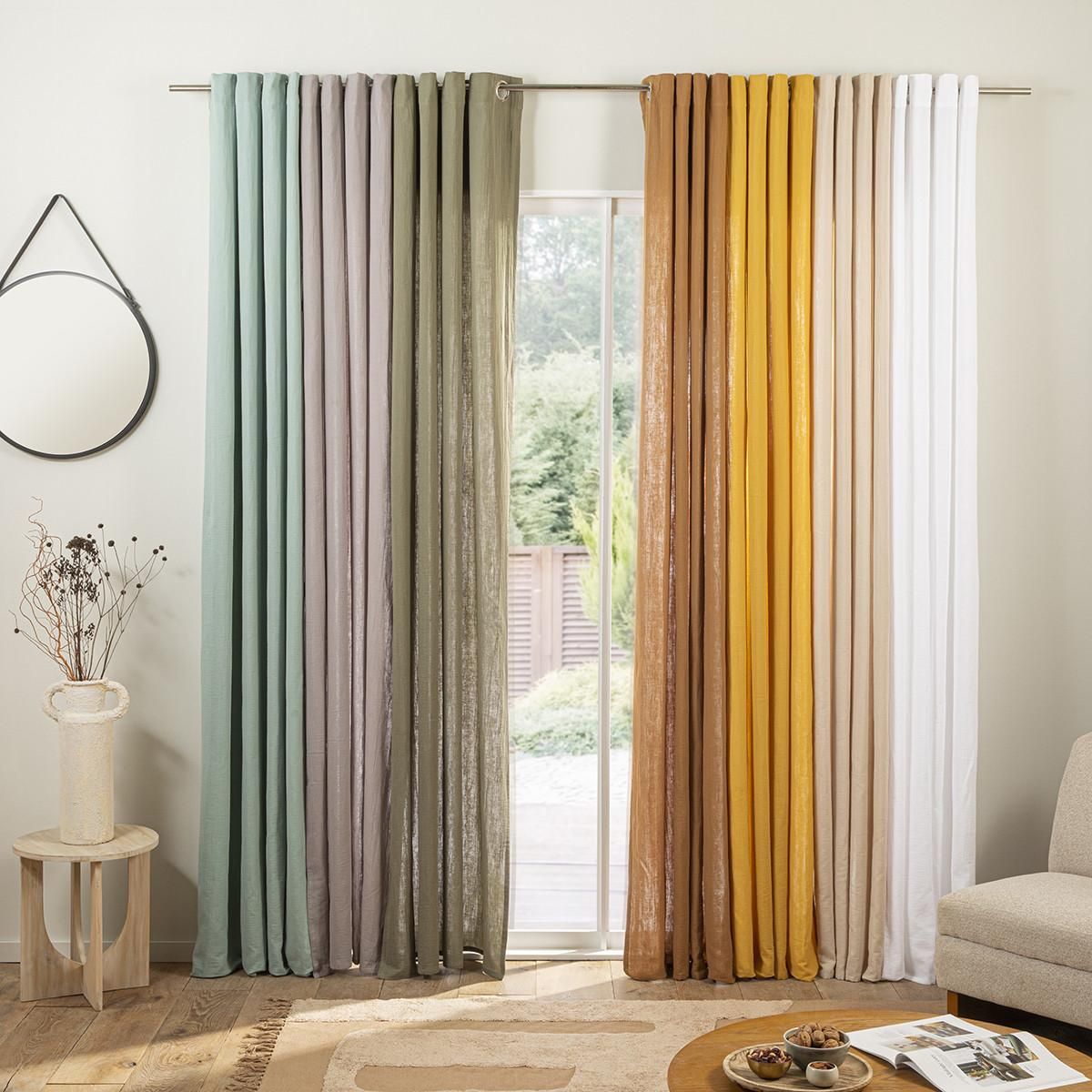 FUTURE HOME Rideau uni en gaze de coton oeillets à l'unité 140x260cm