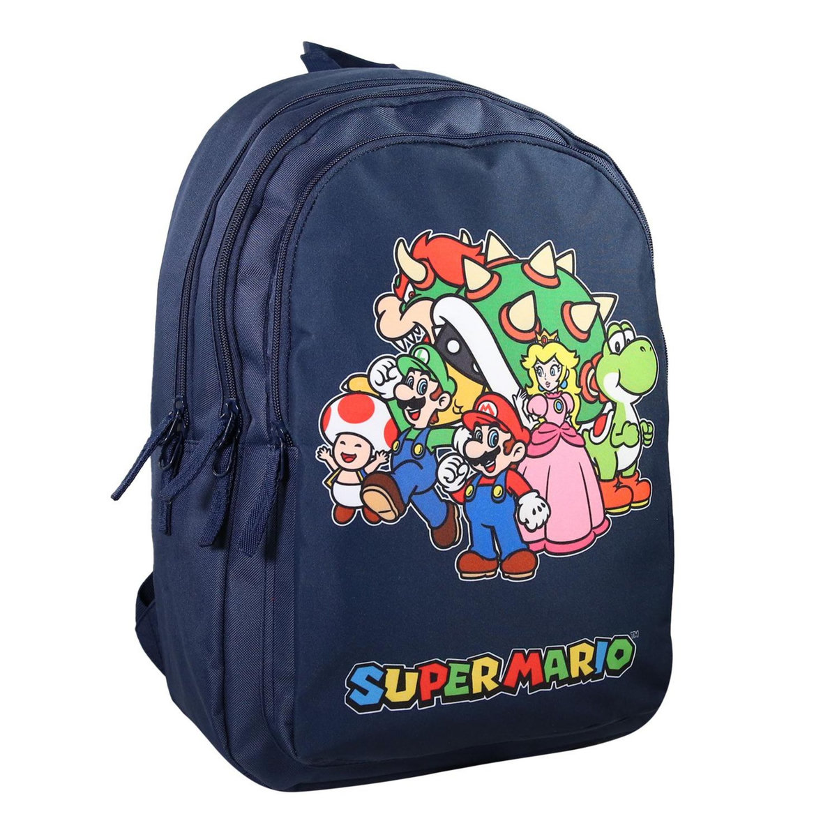 Bagtrotter Bagtrotter - Super Mario - Sac à Dos Scolaire - Marine -  2 Compartiments Zippés - 1 Poche Zippée - 32x16x46cm - Bretelles Matelassées - Dos Matelassé - Matière Polyester - Sac à Dos Scolaire Primaire