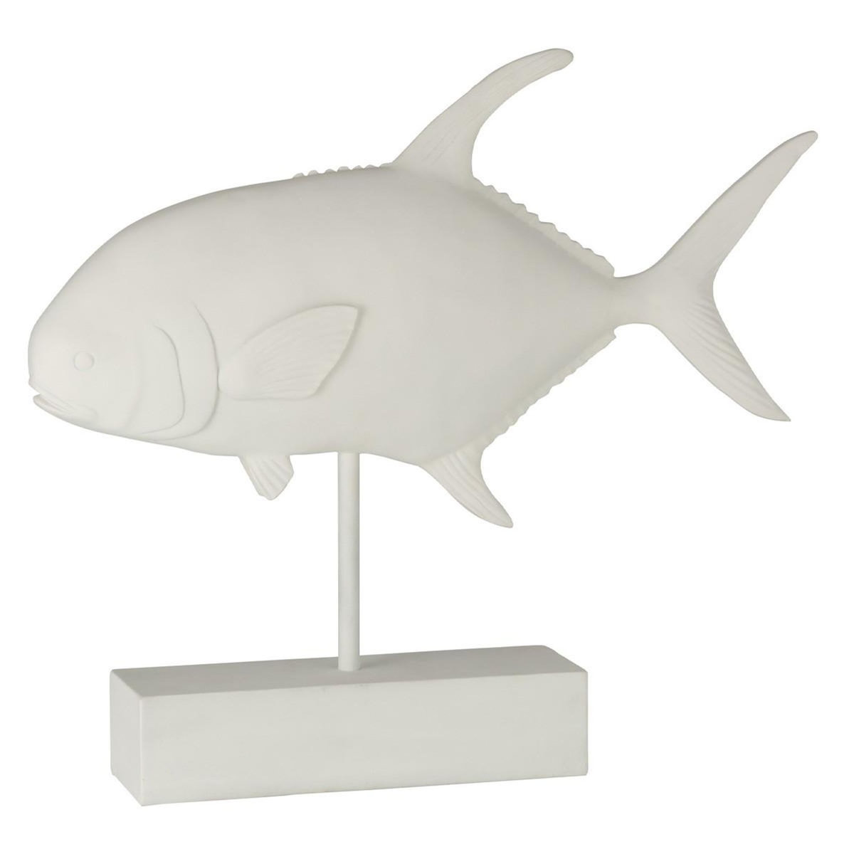 Paris Prix Statue Déco en Résine  Poisson  51cm Blanc