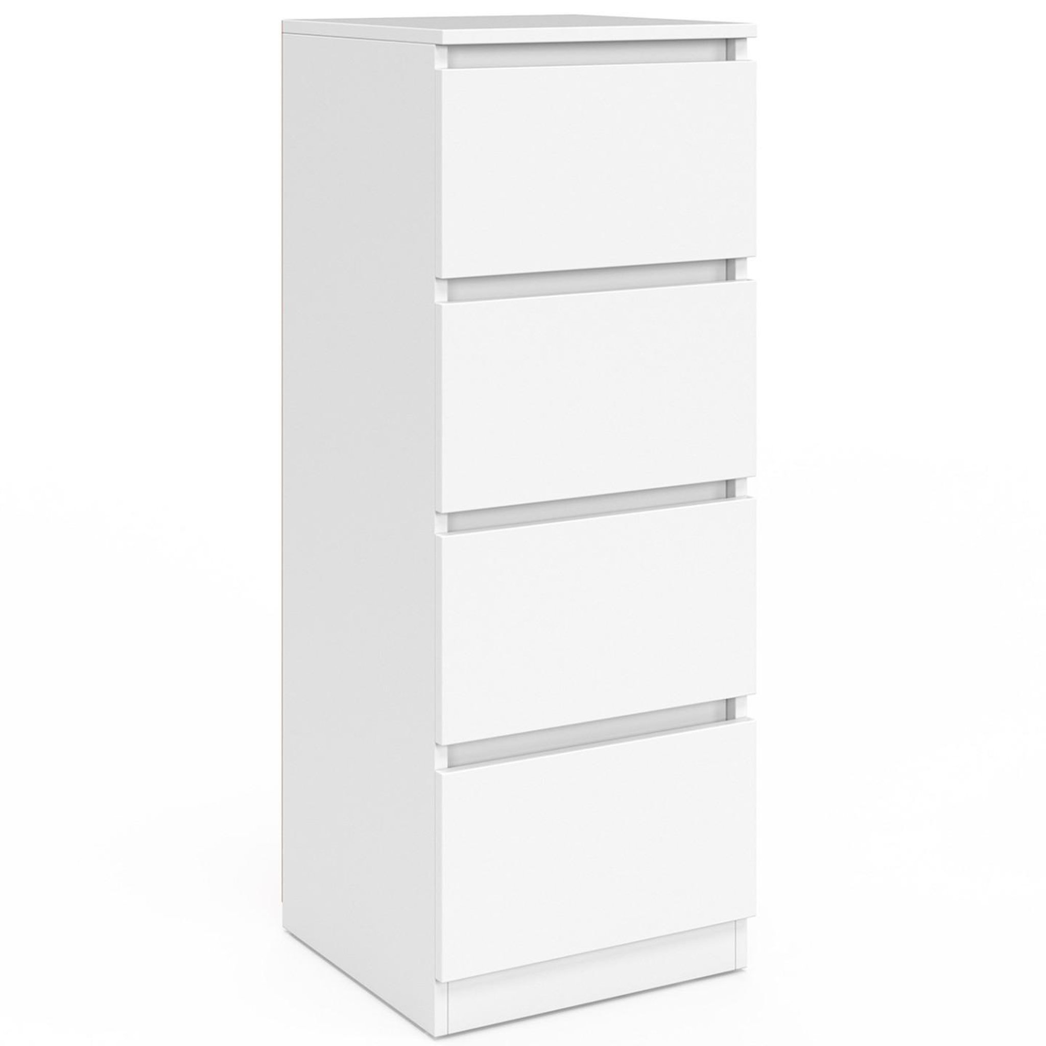 ID MARKET Meuble d'appoint 4 tiroirs TOMI 30 cm chiffonnier bois blanc pour entrée salle de bain