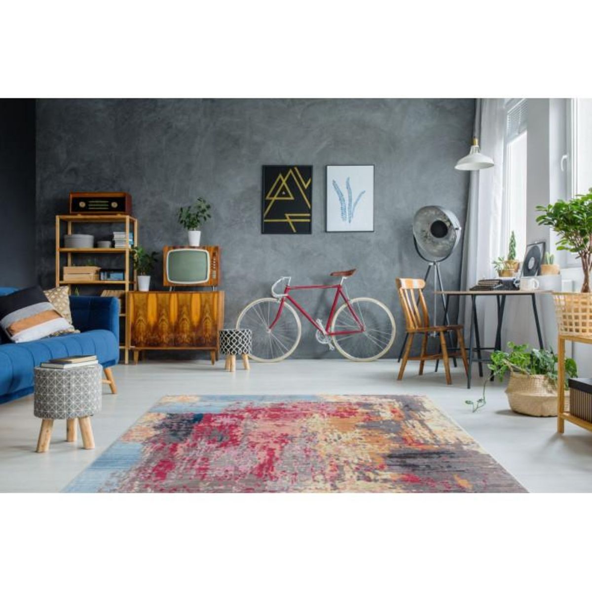 Paris Prix Tapis Tissé à Poils Courts  Antigua  Multicolore