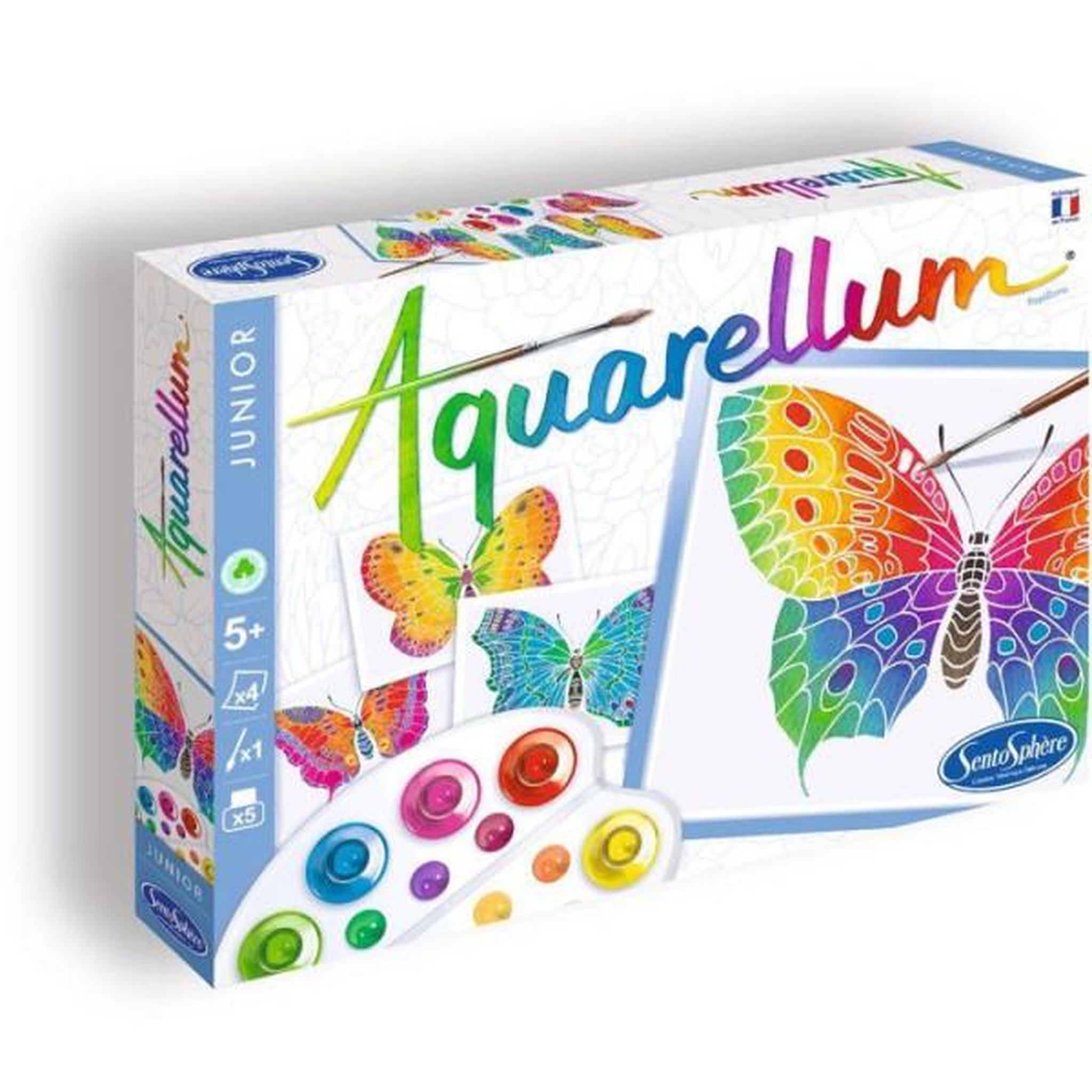 Voir la diapositive 2 : Sentosphere Peinture aquerelle - sentosphere - aquarellum junior - papillons - 5 couleurs - sertissage sur papier vélin - des 5 ans
