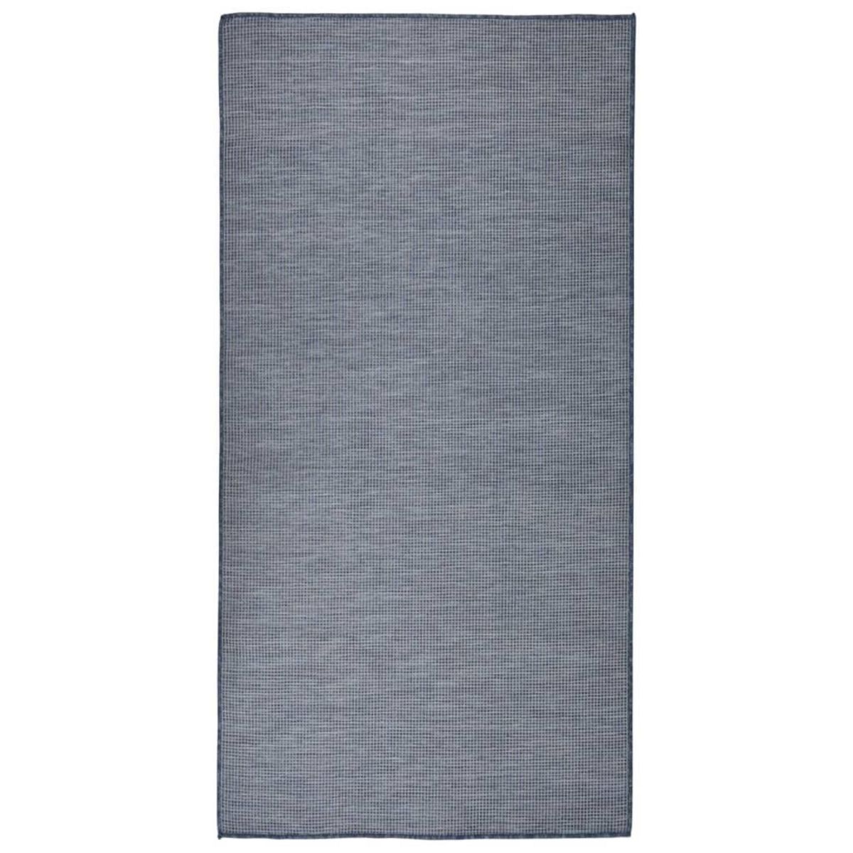 VIDAXL Tapis a tissage plat d'exterieur 100x200 cm Bleu