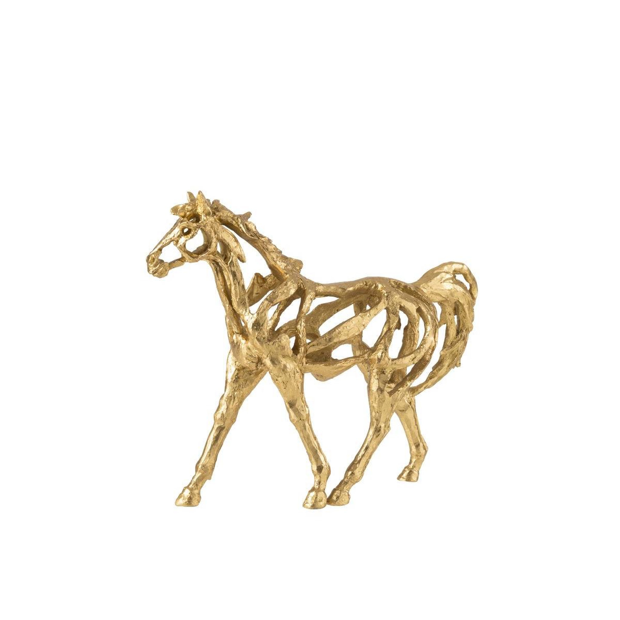 Voir la diapositive 5 : J-LINE Statuette cheval ajouré  hollywood  44cm doré