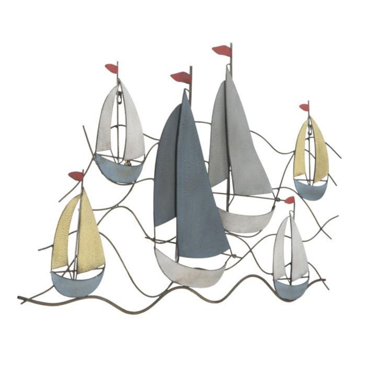 Paris Prix Déco Murale en Métal  Bateaux en Mer  114cm Multicolore