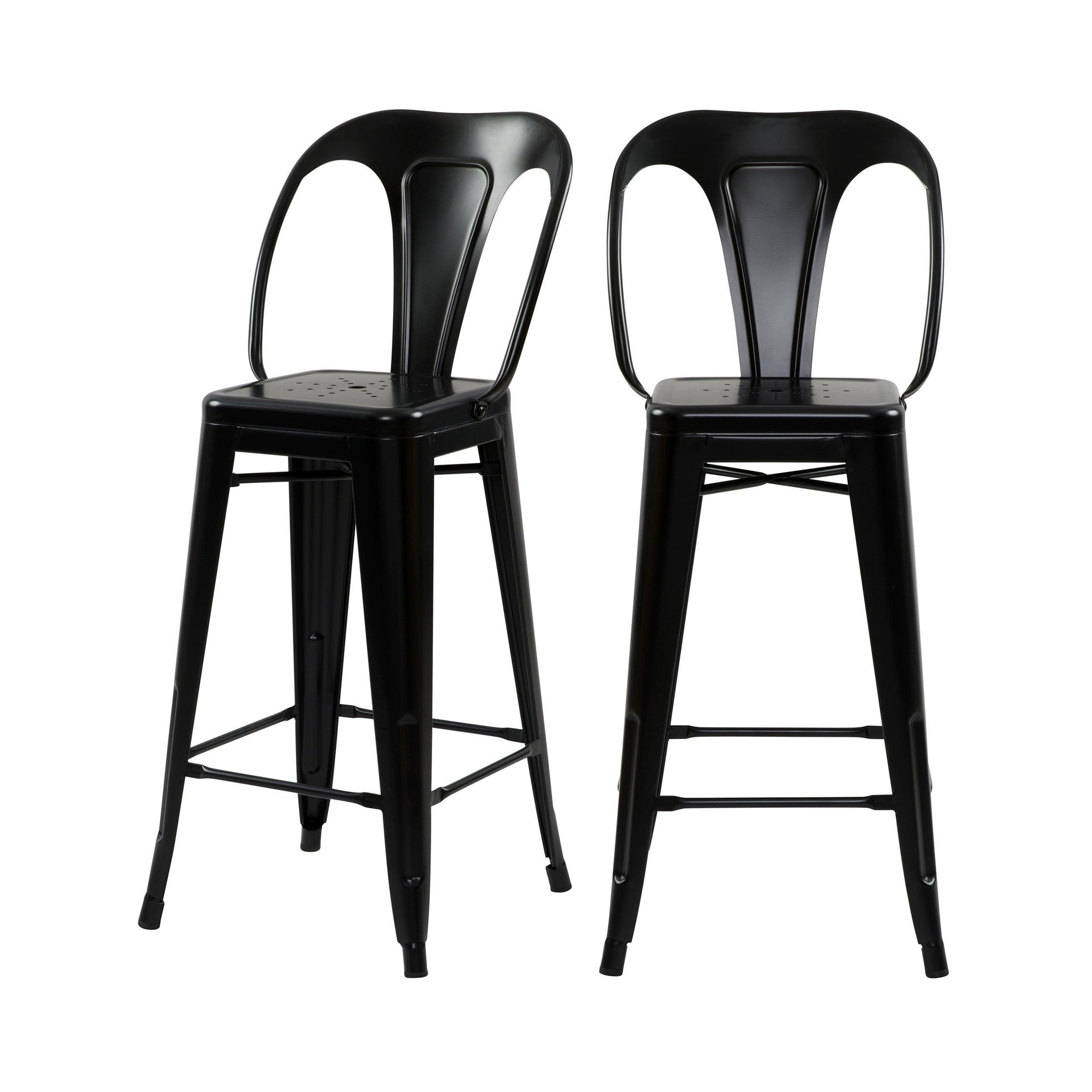 MAISON PAVANE Lot de 2 chaises pour îlot central 67 cm en métal noir mat-indus