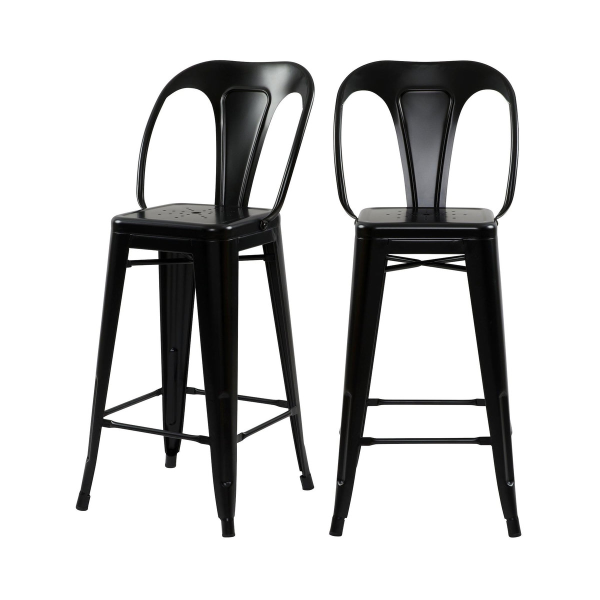Rendez vous déco Lot de 2 chaises pour îlot central 67 cm en métal noir mat-Indus