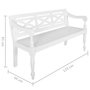 Voir la diapositive 6 : VIDAXL Banc Batavia 123 cm Bois d'acajou massif Blanc