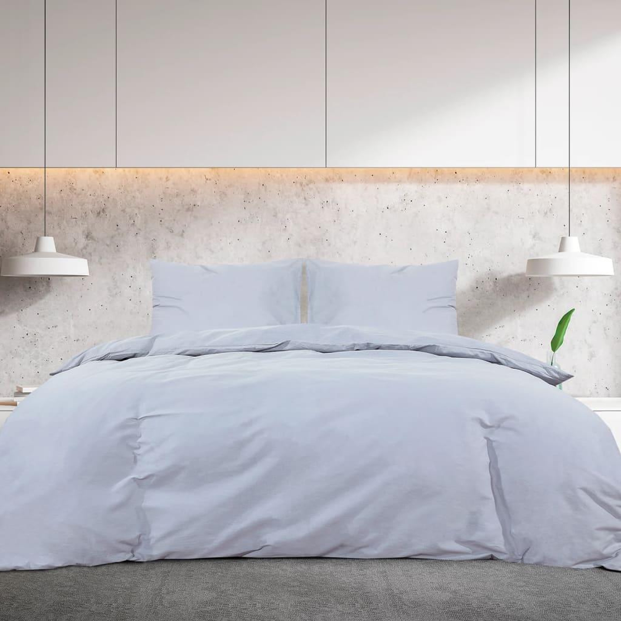 Voir la diapositive 3 : VIDAXL Ensemble de housse de couette Gris 155x220 cm Microfibre legere