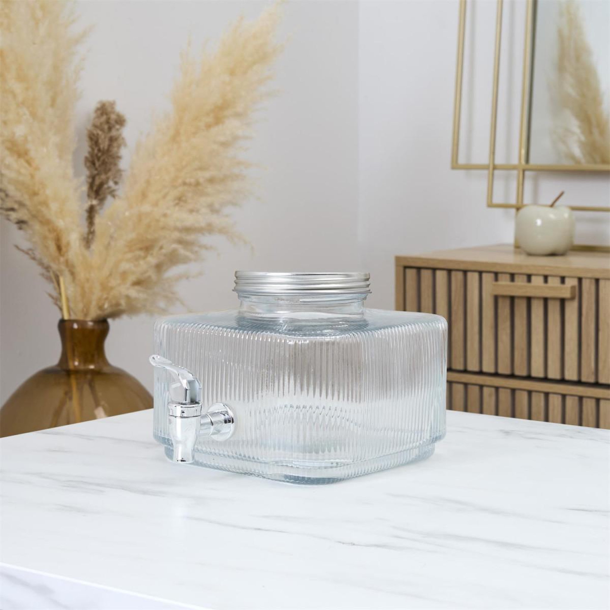 Voir la diapositive 3 : The Home Deco Factory Fontaine à boisson carrée  striée  3l transparent