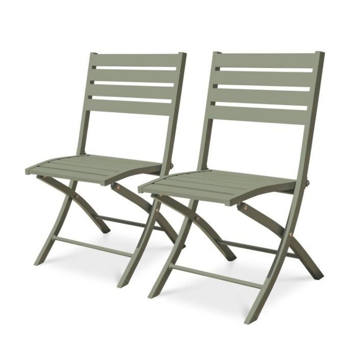 Paris Prix Lot de 2 Chaises de Jardin Pliantes  Marius  82cm Kaki