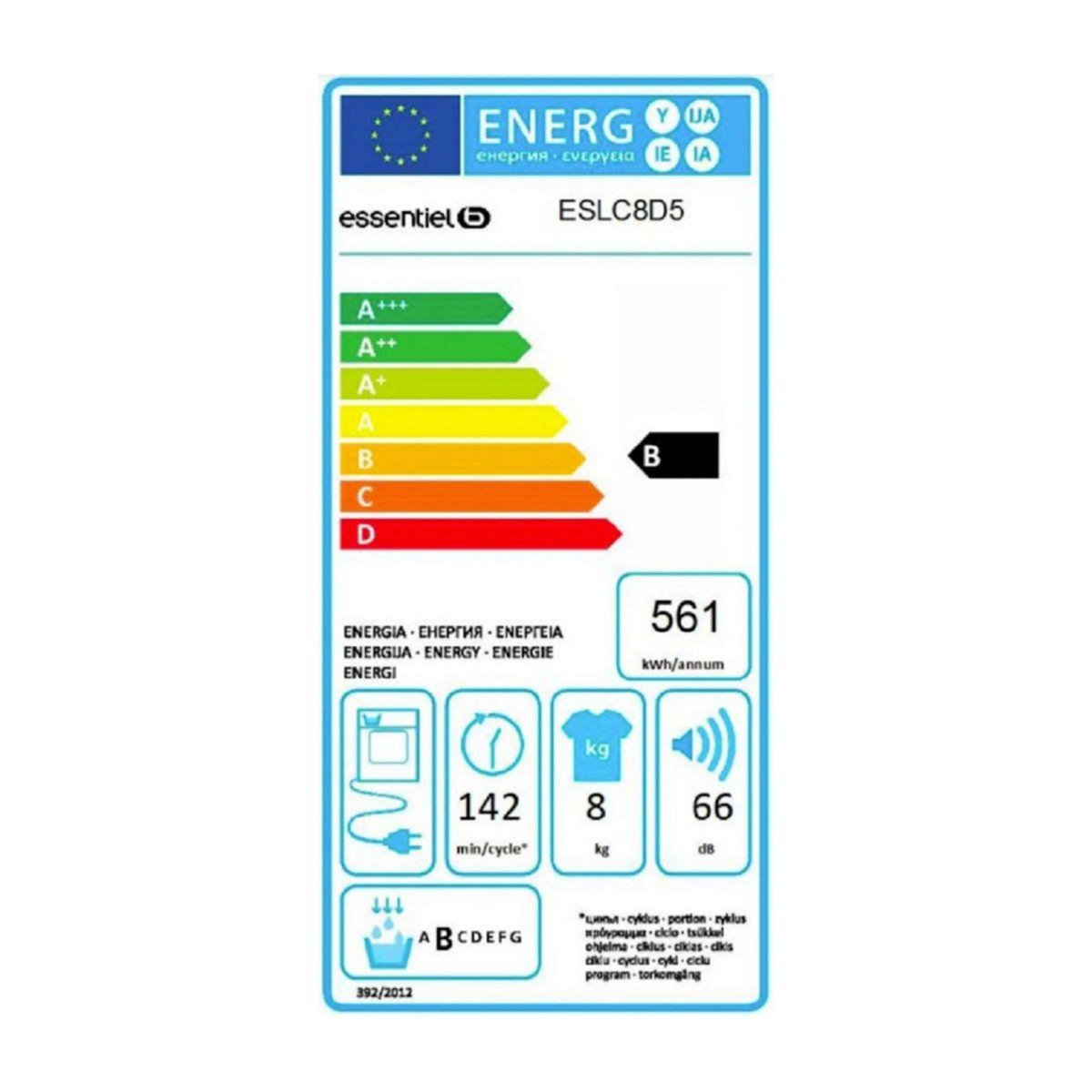 ESSENTIEL B Sèche linge à condensation ESLC8D5