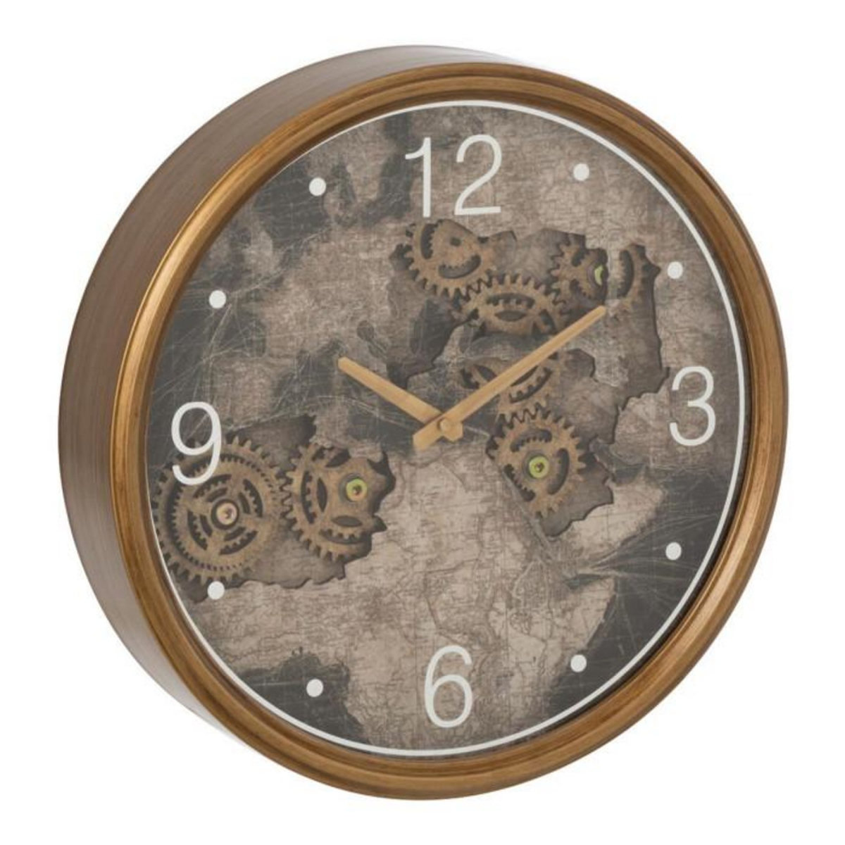 Paris Prix Horloge Murale  Carte Europe  39cm Or