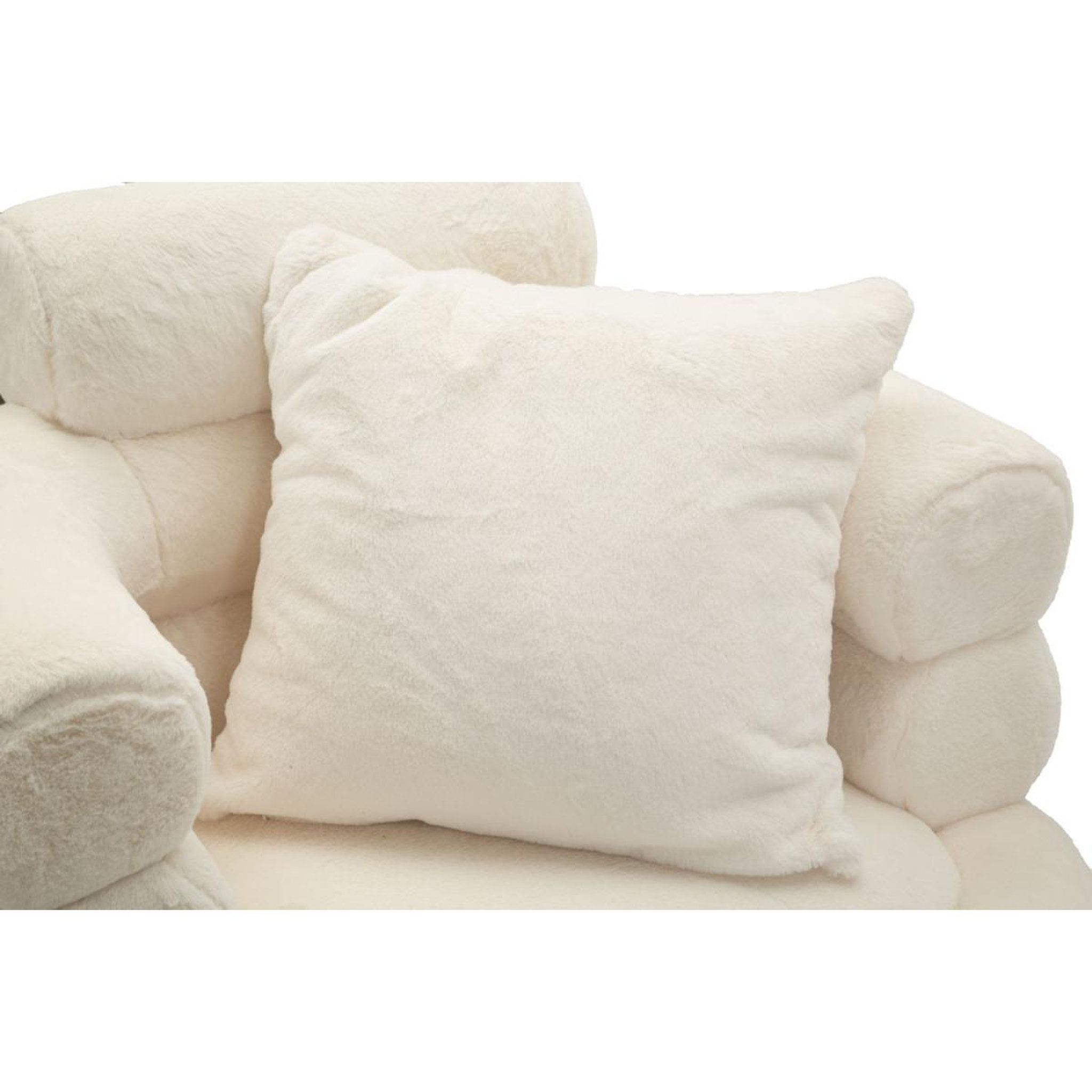Voir la diapositive 6 : Paris Prix Fauteuil imitation fourrure  soffy+  85cm blanc & or