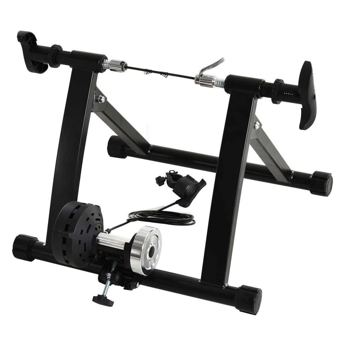 HOMCOM Home trainer pour vélo support entraînement vélo VTT trainer magnétique pliable 5 niveaux de résistance réglable noir