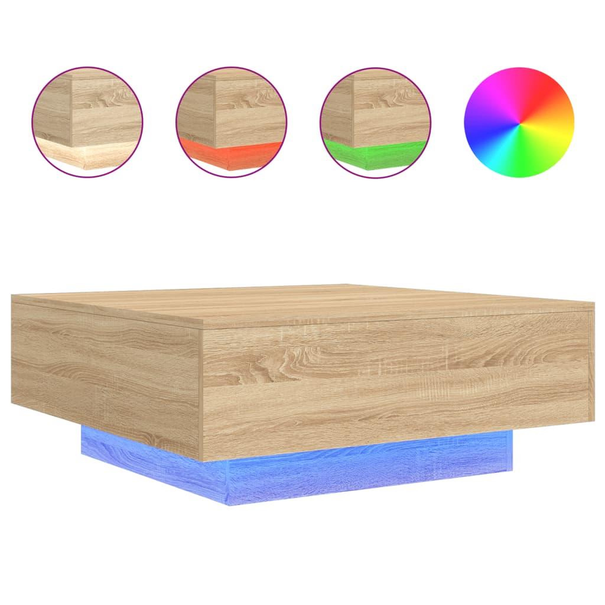 Voir la diapositive 2 : VIDAXL Table basse avec lumieres LED chene sonoma 80x80x31 cm