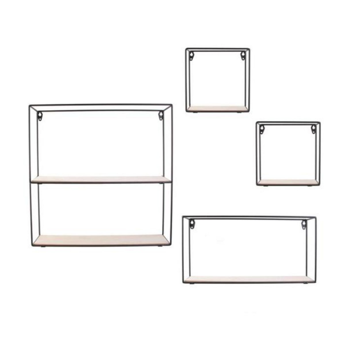 Paris Prix Lot de 4 Étagères Déco  Bois & Métal  38cm Noir