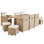 Voir la diapositive 2 : BEST MOBILIER Cuba – salon de jardin encastrable en résine tressé beige - 10 places - coussins beige + housse de protection