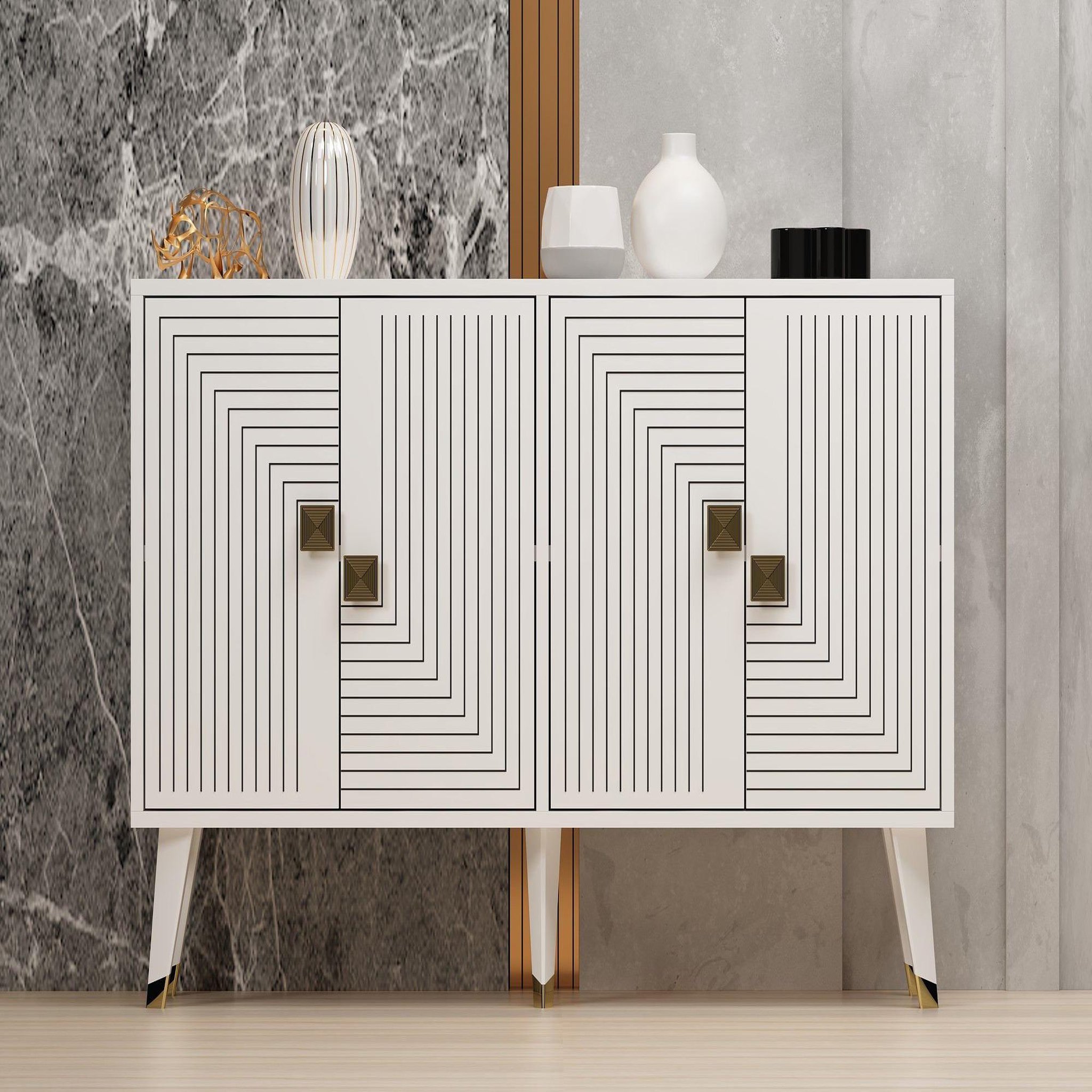 Voir la diapositive 2 : Habitat et Jardin Buffet en bois  ahart  - 120 x 30 x 80 cm - blanc