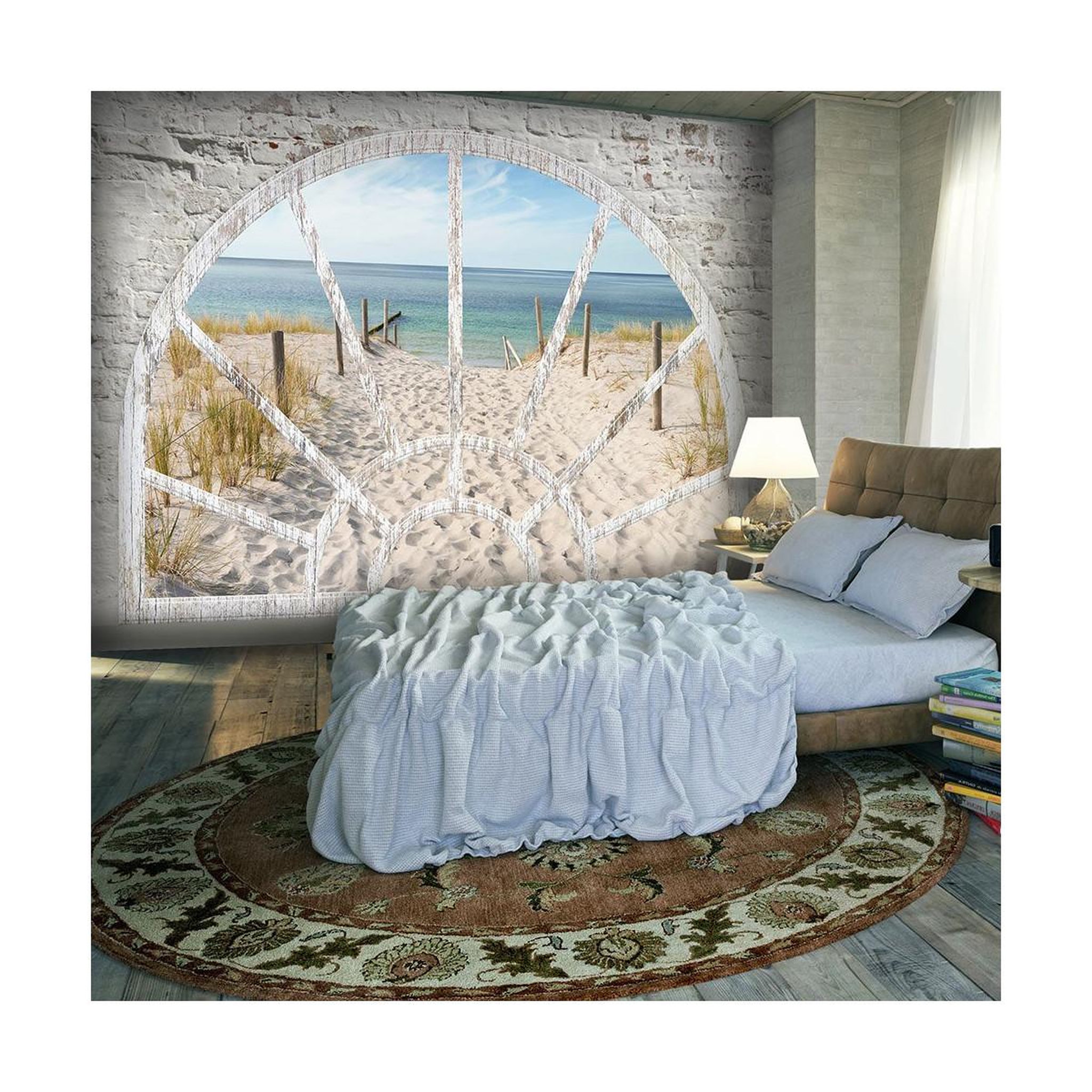 Paris Prix Papier peint  window view beach. Coloris disponibles : Multicolore