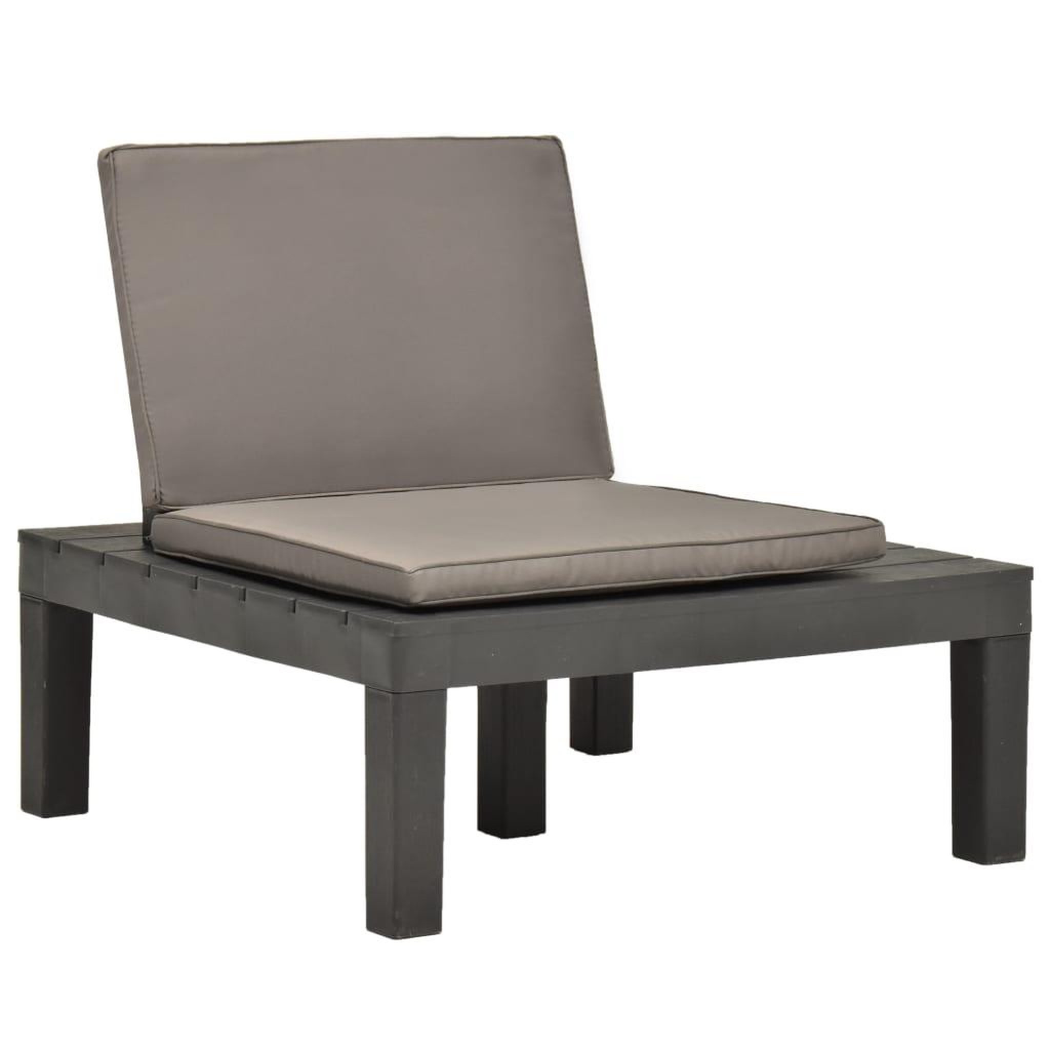 Voir la diapositive 1 : VIDAXL Chaise de salon de jardin avec coussin Plastique Anthracite