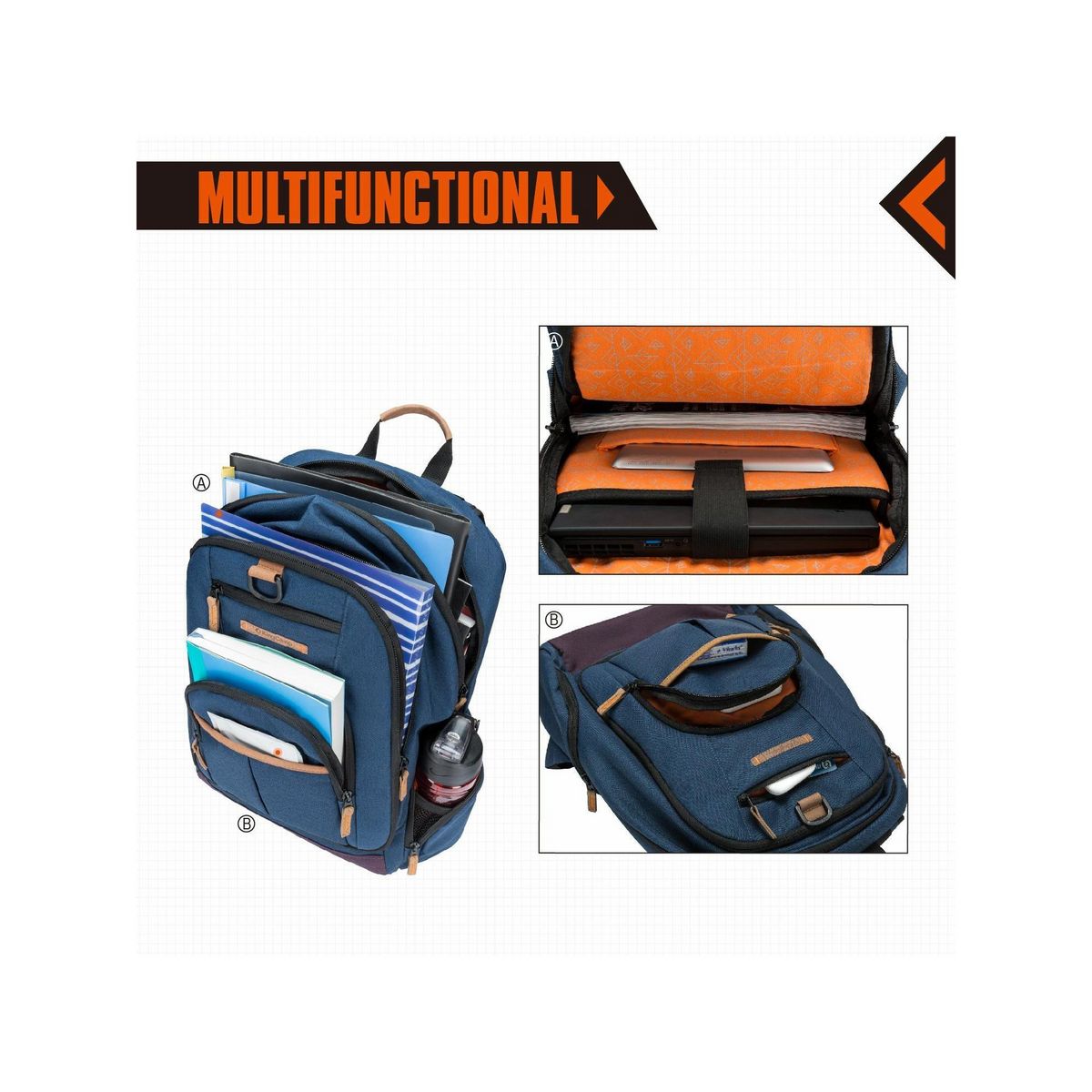 KINGCAMP Sac à dos - Kingcamp - Modèle Arches - Bleu - 35 x 15 x 48 cm