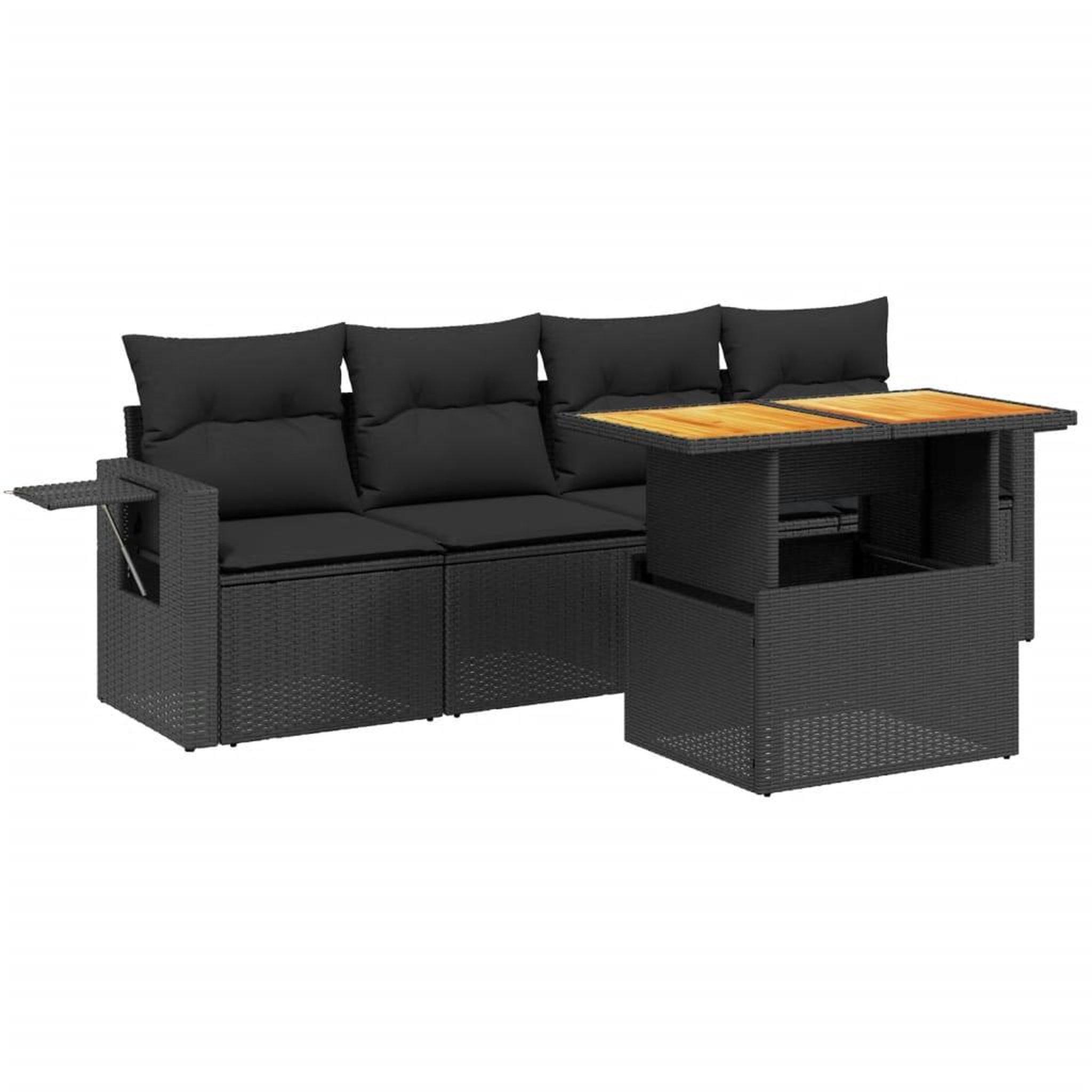Voir la diapositive 2 : VIDAXL Salon de jardin 5 pcs avec coussins noir resine tressee